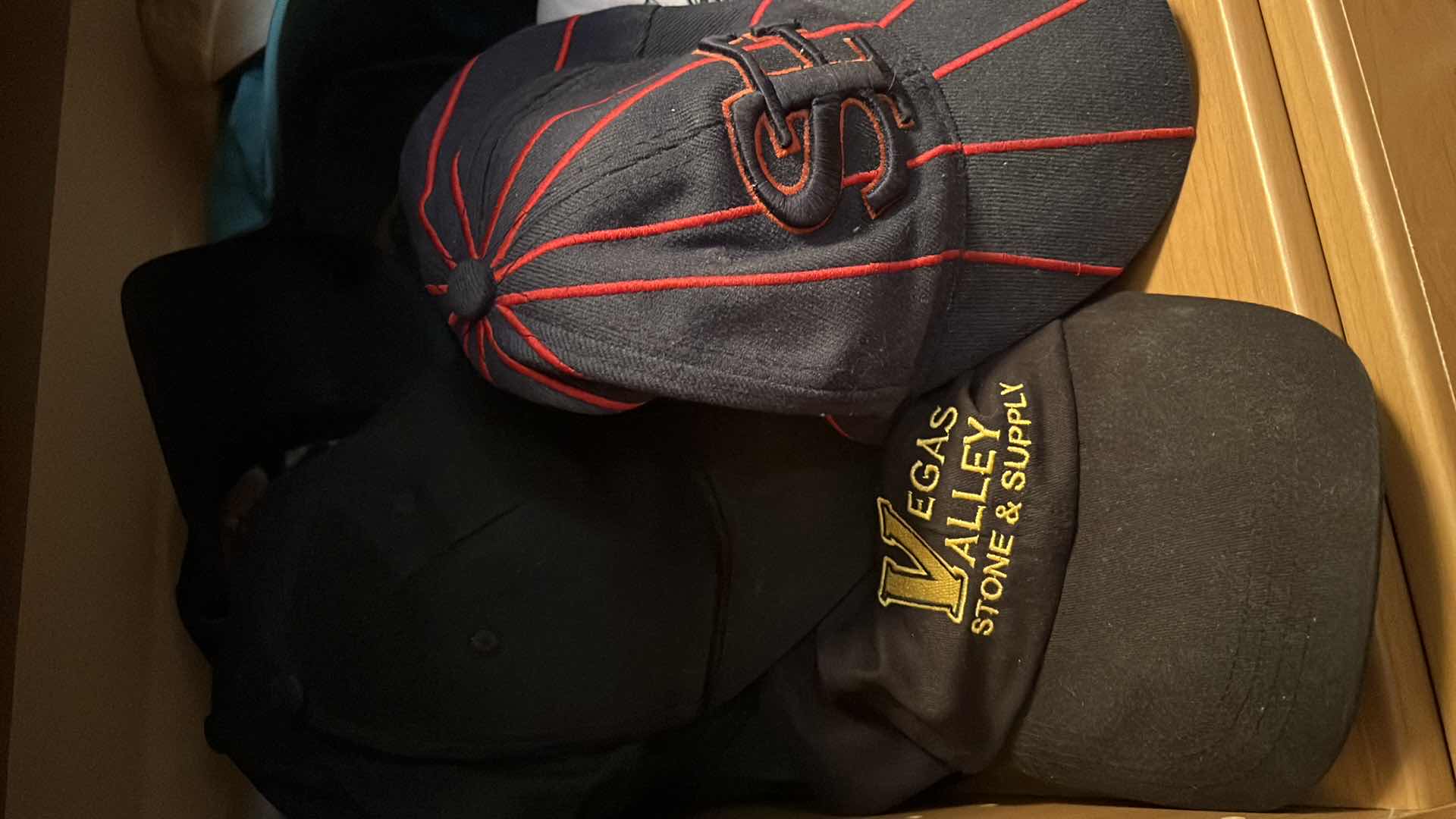 Photo 1 of CONTENTS OF CLOSET SHELF-MEN'S CAPS/HATS