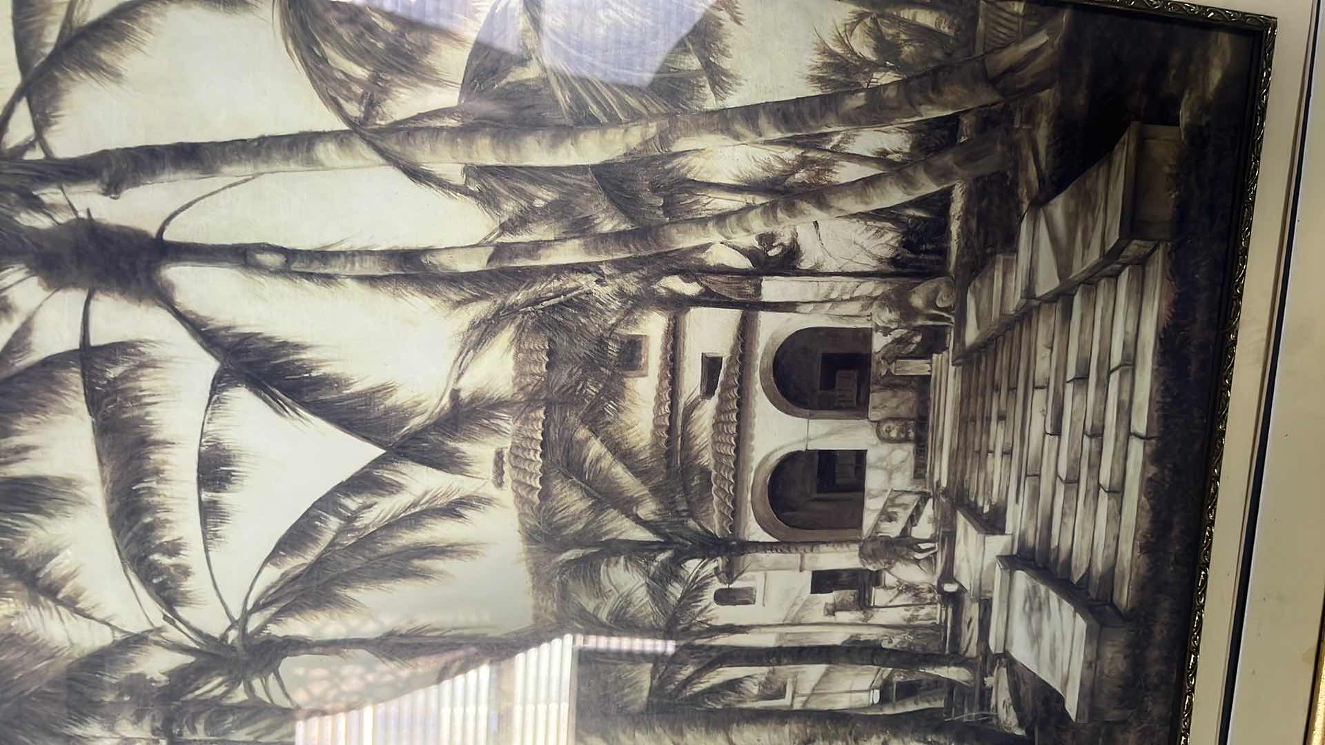 Photo 1 of GOLD FRAMED " TROPICAL MANSION" ARTWORK 25" x 31"