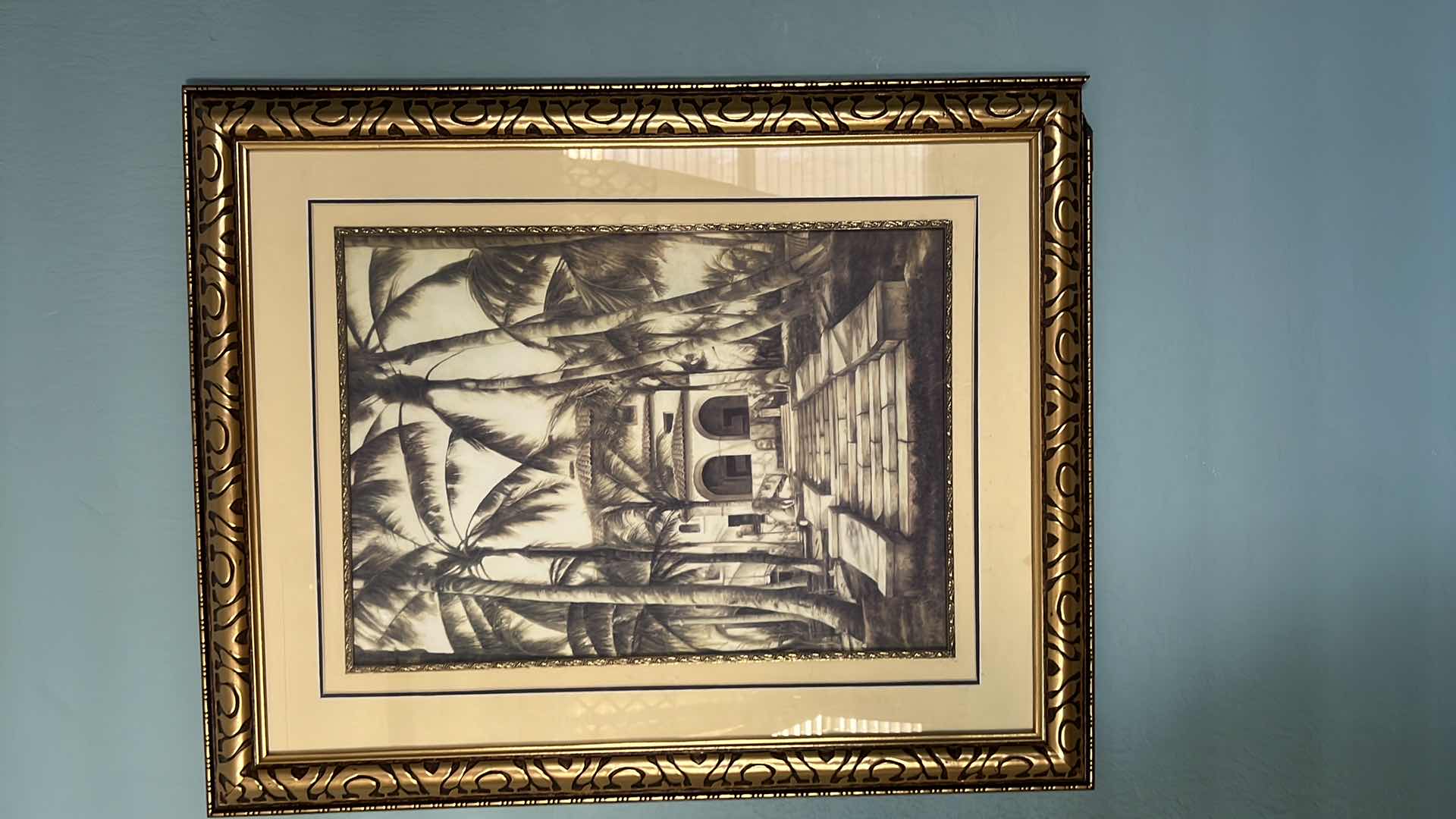 Photo 1 of GOLD FRAMED " TROPICAL MANSION" ARTWORK 25" x 31"