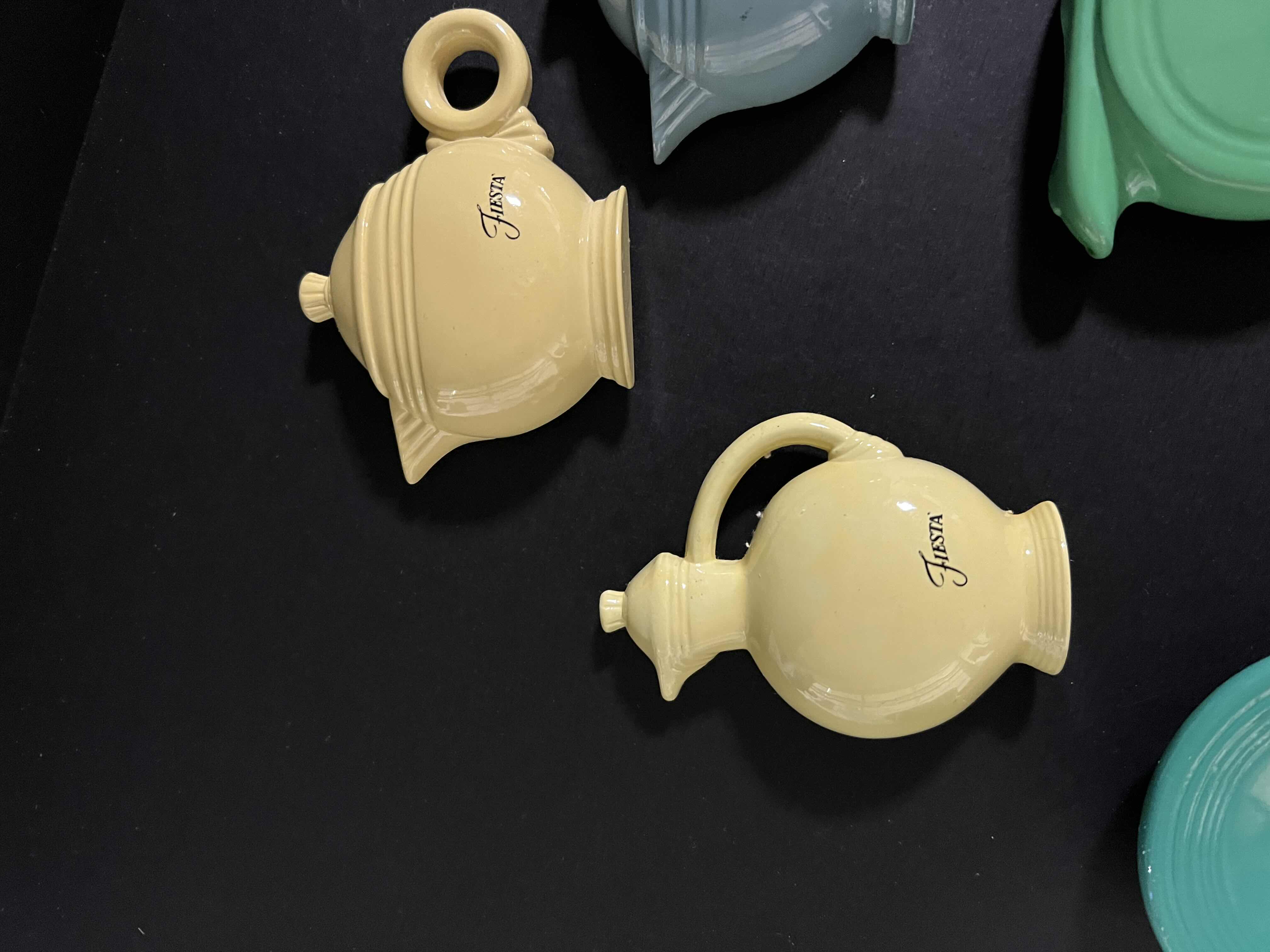 Photo 1 of 8-FIESTA BRAND REFRIGERATOR MAGNETS. ASSORTE D SHAPES, TEAPOT, PLATES, AND PITCHERS