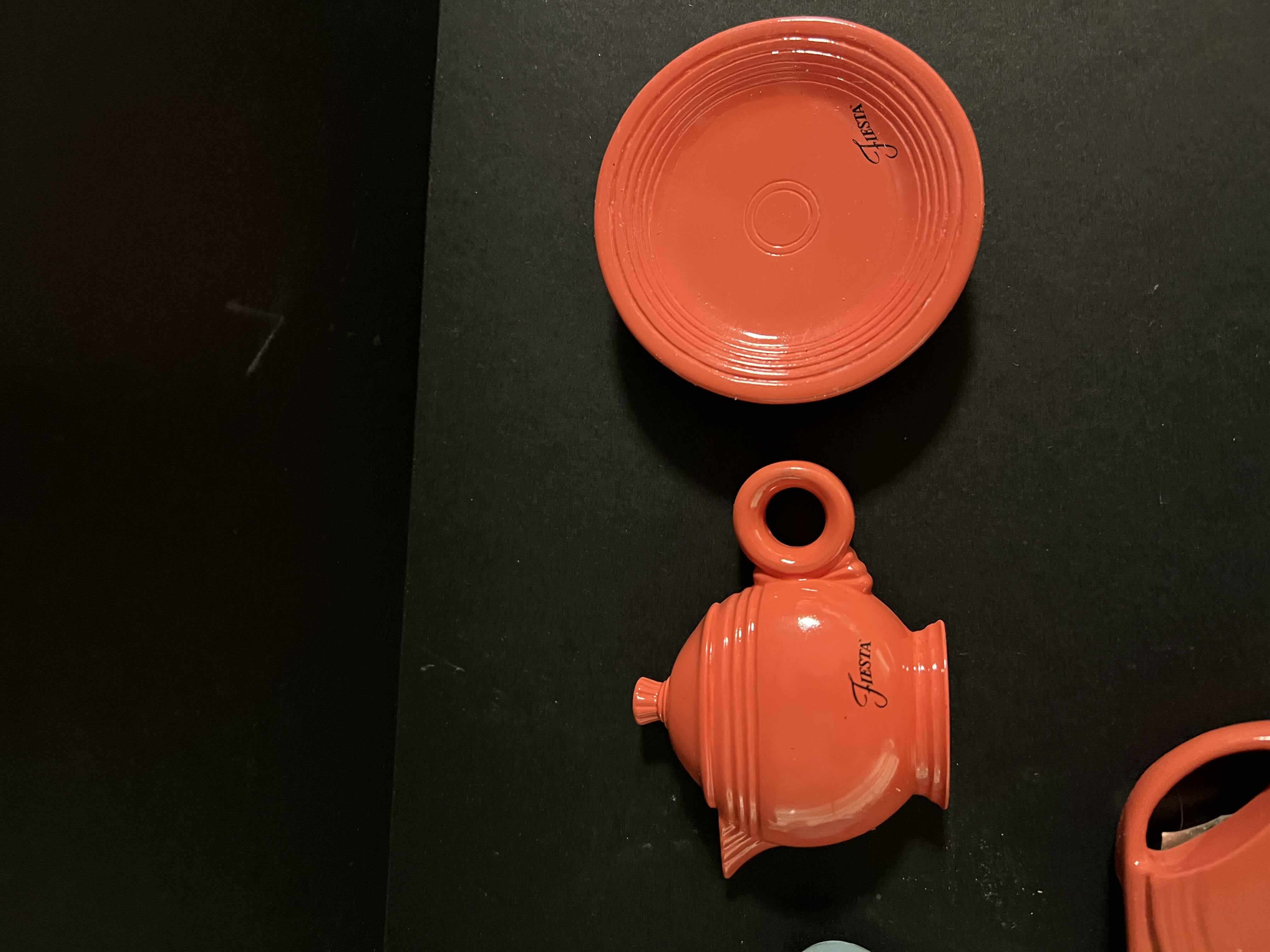 Photo 1 of 8-FIESTA BRAND REFRIGERATOR MAGNETS. ASSORTE D SHAPES, TEAPOT, PLATES, AND PITCHERS