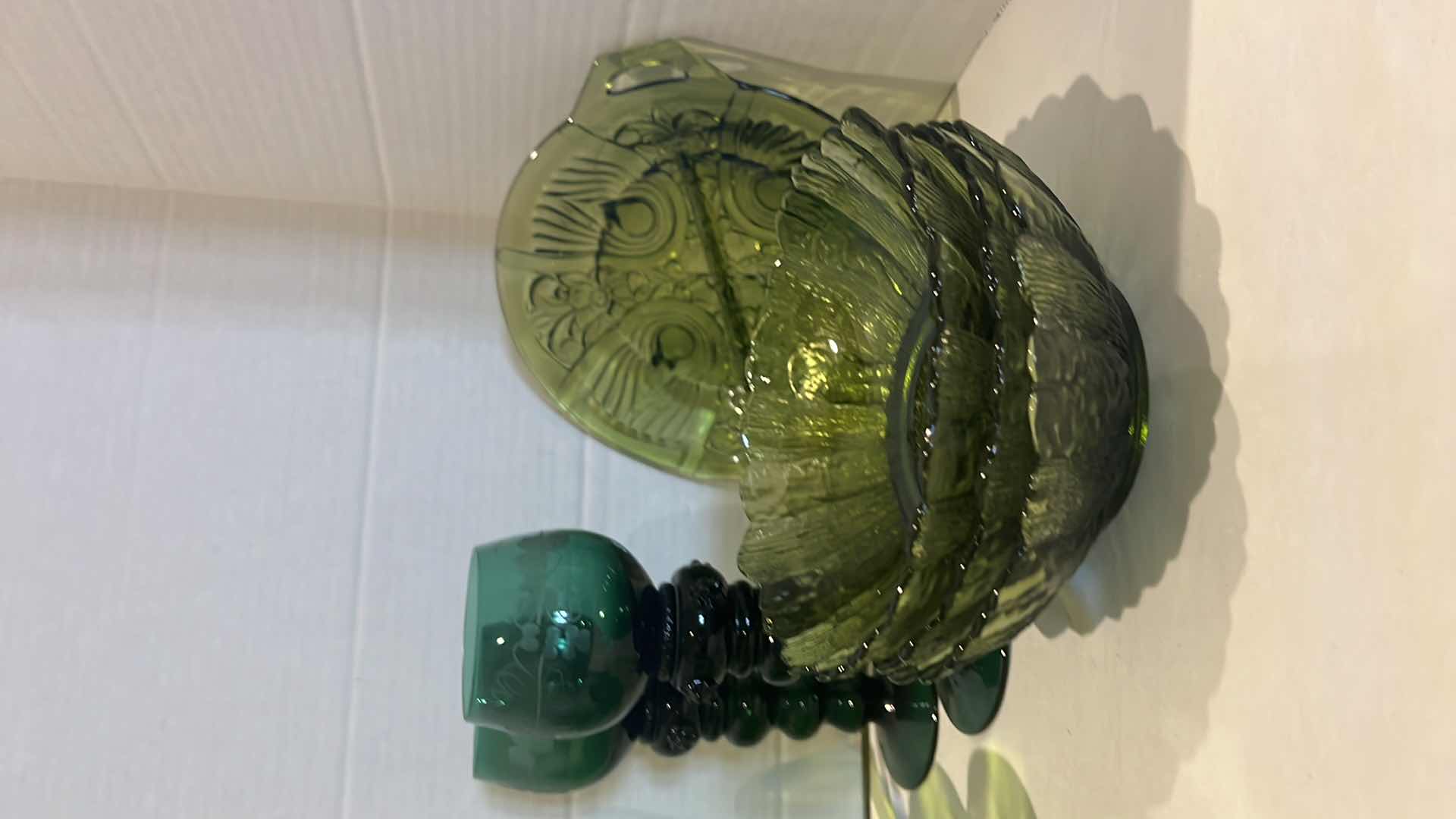 Photo 1 of 10-PCS VINTAGE GREEN GLASS DISHES, CANDLEHOLDERS