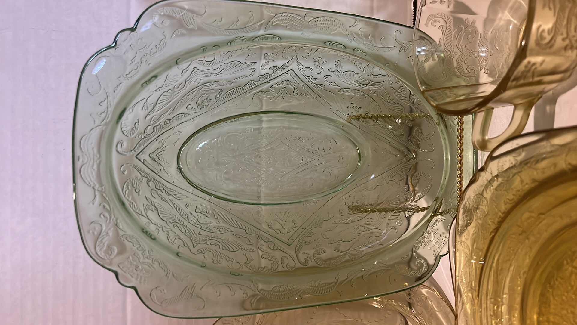 Photo 1 of 13 PCS- VINTAGE YELLOW & GREEN GLASS