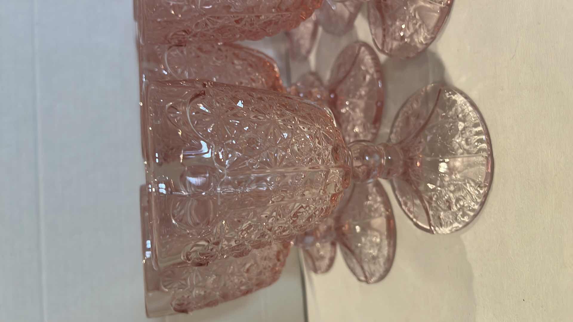 Photo 1 of 8-VINTAGE PINK CRYSTAL STEMWARE