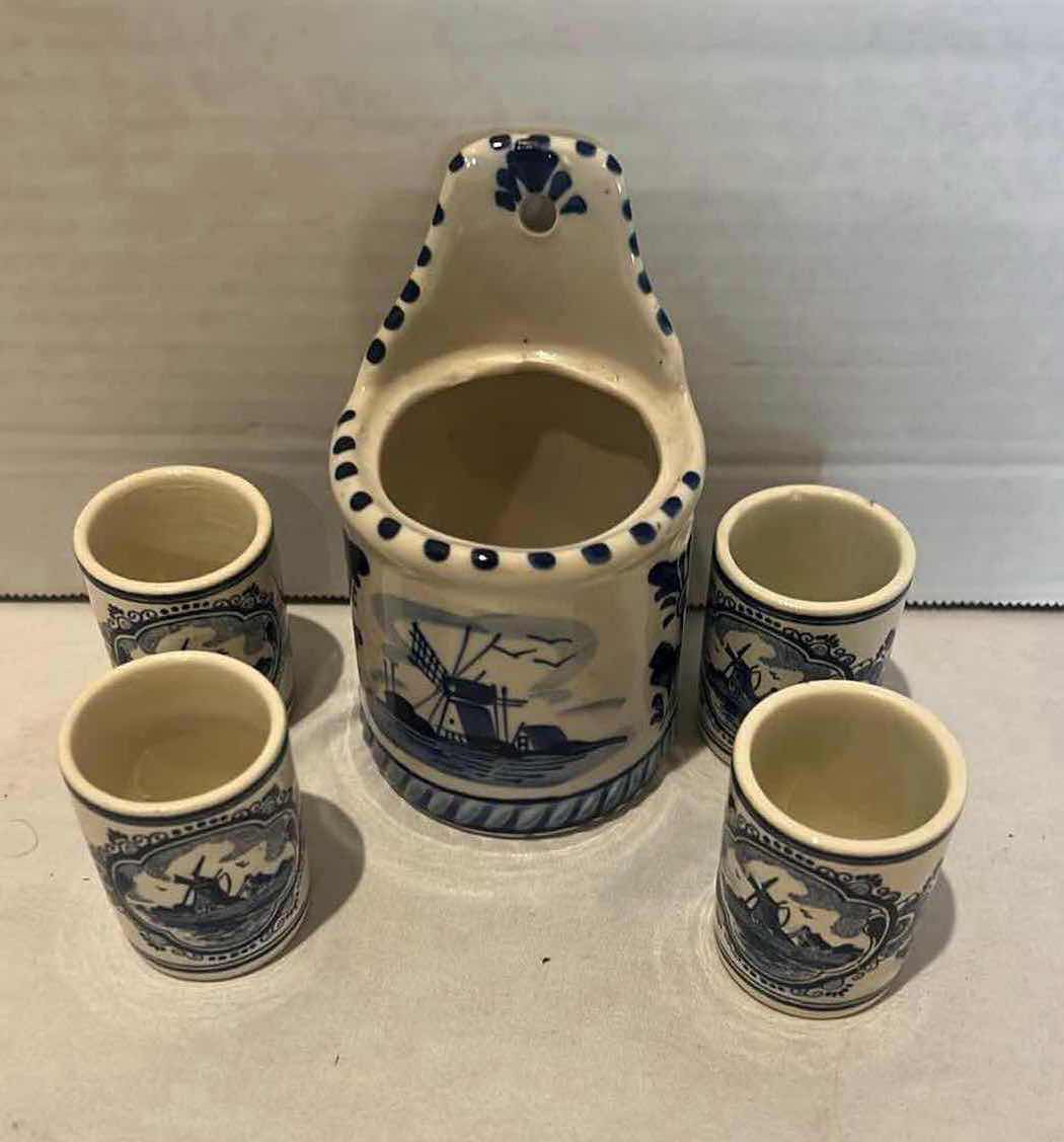 Photo 1 of 5 PCS-BLUE PORCELAIN HAND PAINTED HOLLAND SET