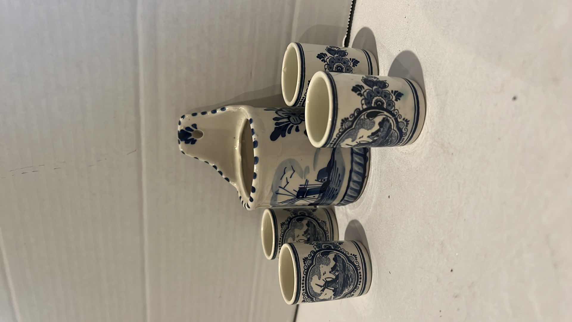 Photo 1 of 5 PCS-BLUE PORCELAIN HAND PAINTED HOLLAND SET