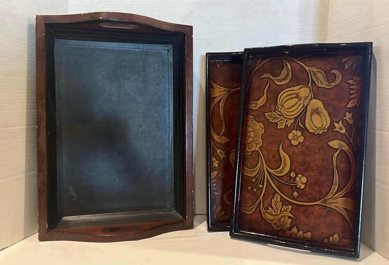 Photo 1 of 3-WOOD SERVING TRAYS