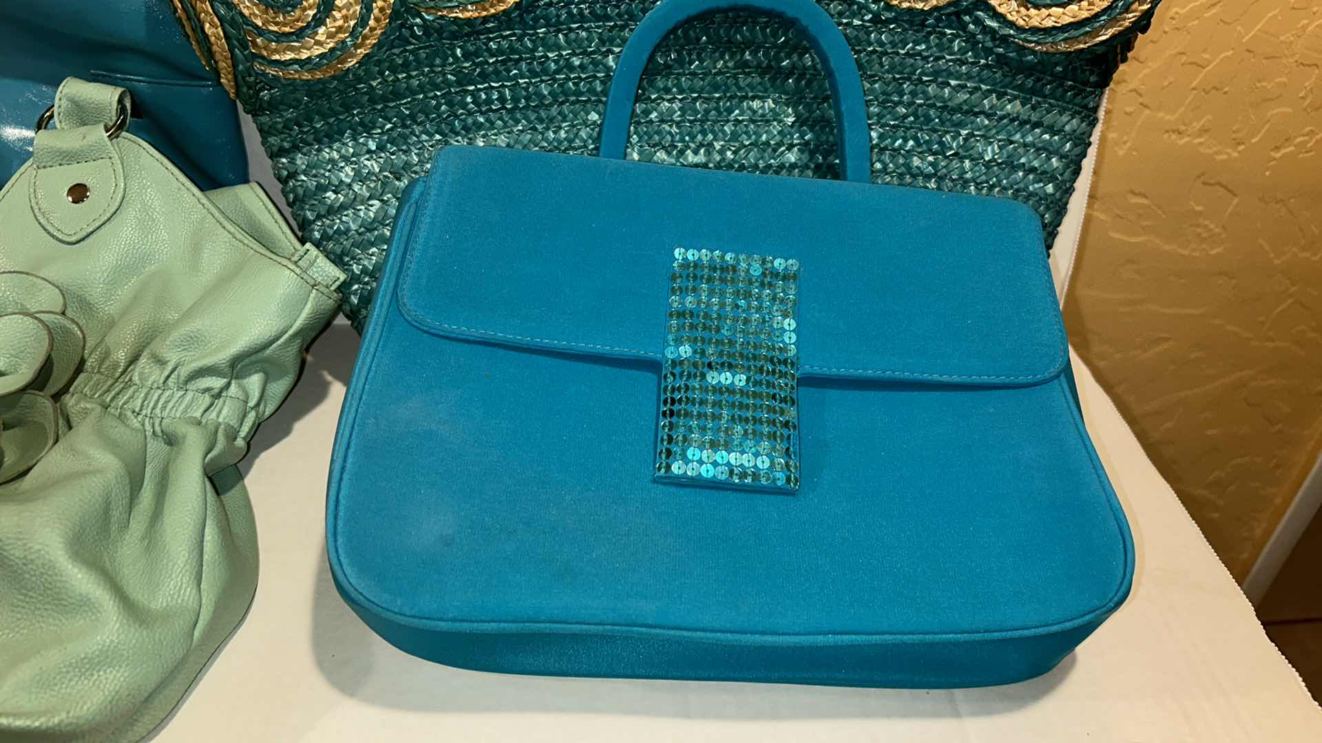 Photo 1 of 4-BLUE & GREEN COLORFUL HANDBAGS