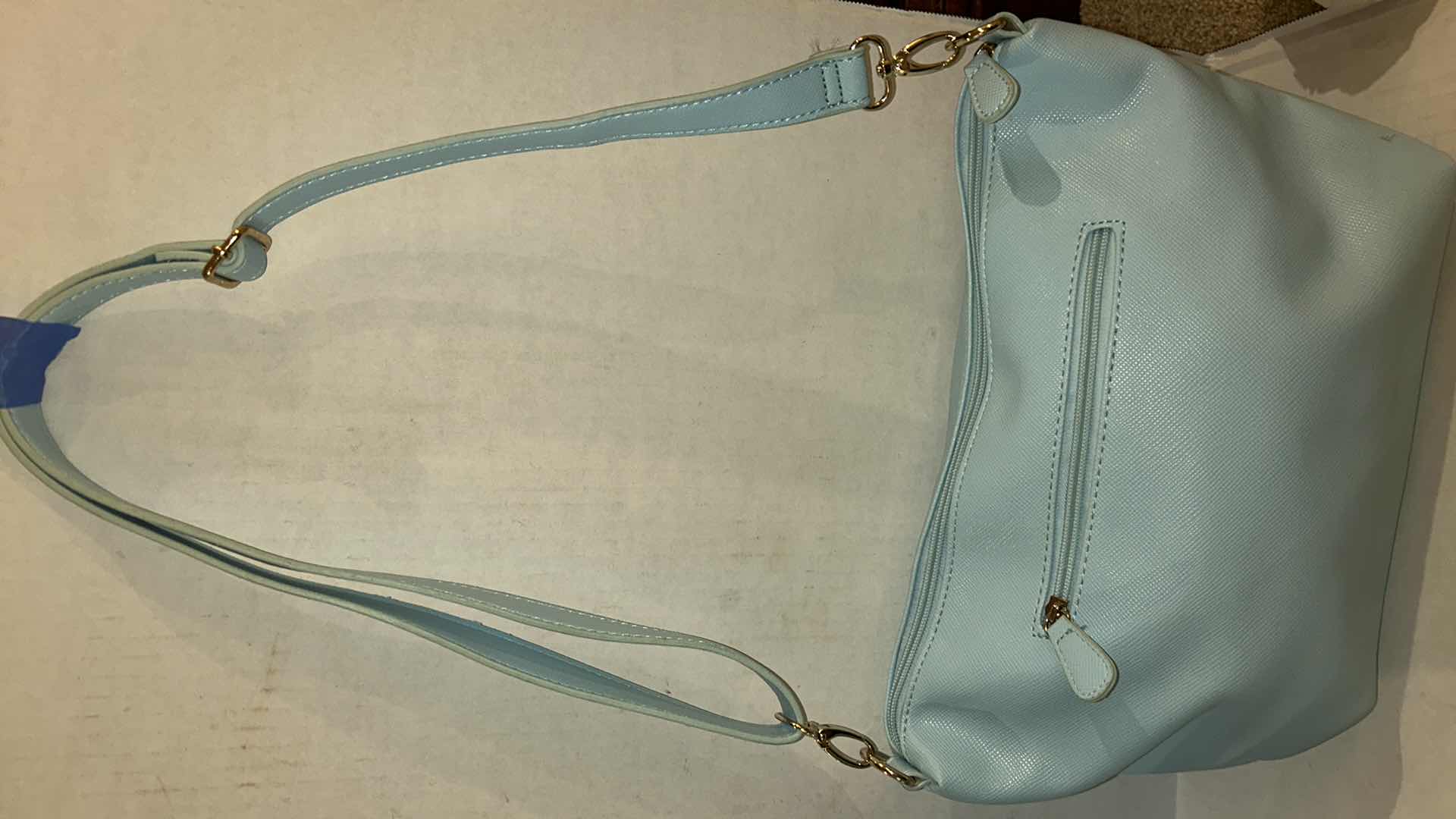Photo 1 of 2-BCBG PARIS BLUE FAUX PEBBLE LEATHER SHOULDER HANDBAGS