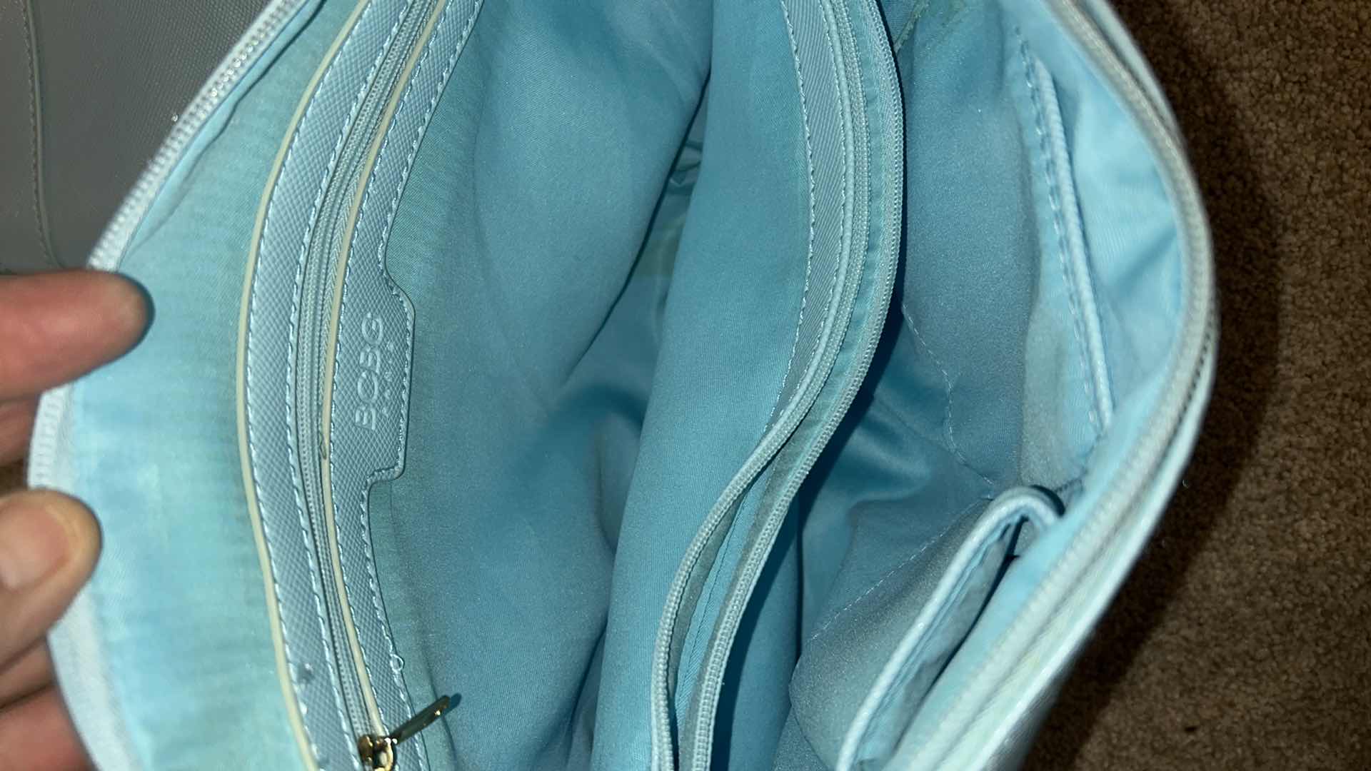 Photo 1 of 2-BCBG PARIS BLUE FAUX PEBBLE LEATHER SHOULDER HANDBAGS