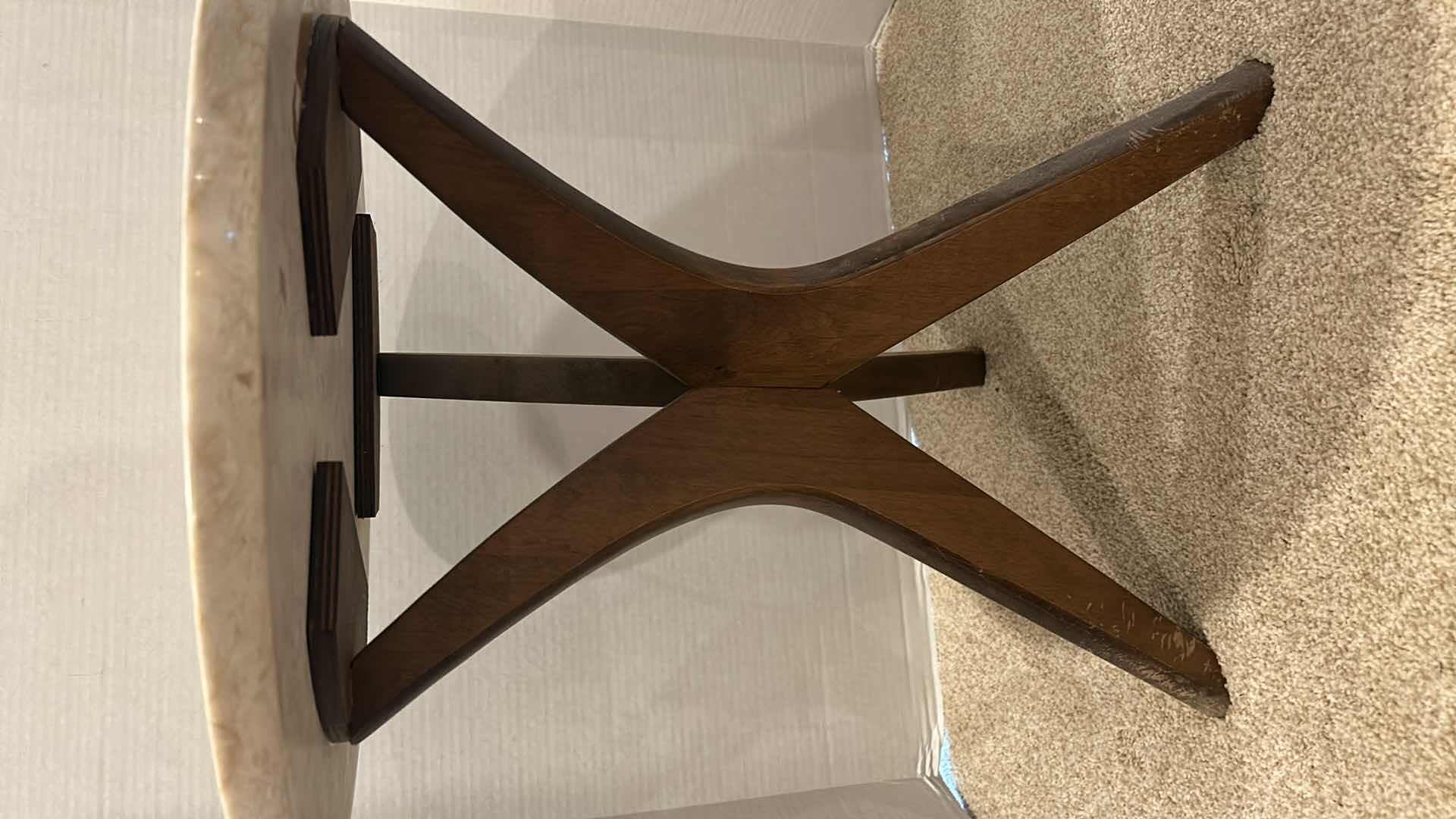 Photo 1 of 18" ROUND WOOD BASE W MARBLE TOP ACCENT TABLE  H18”