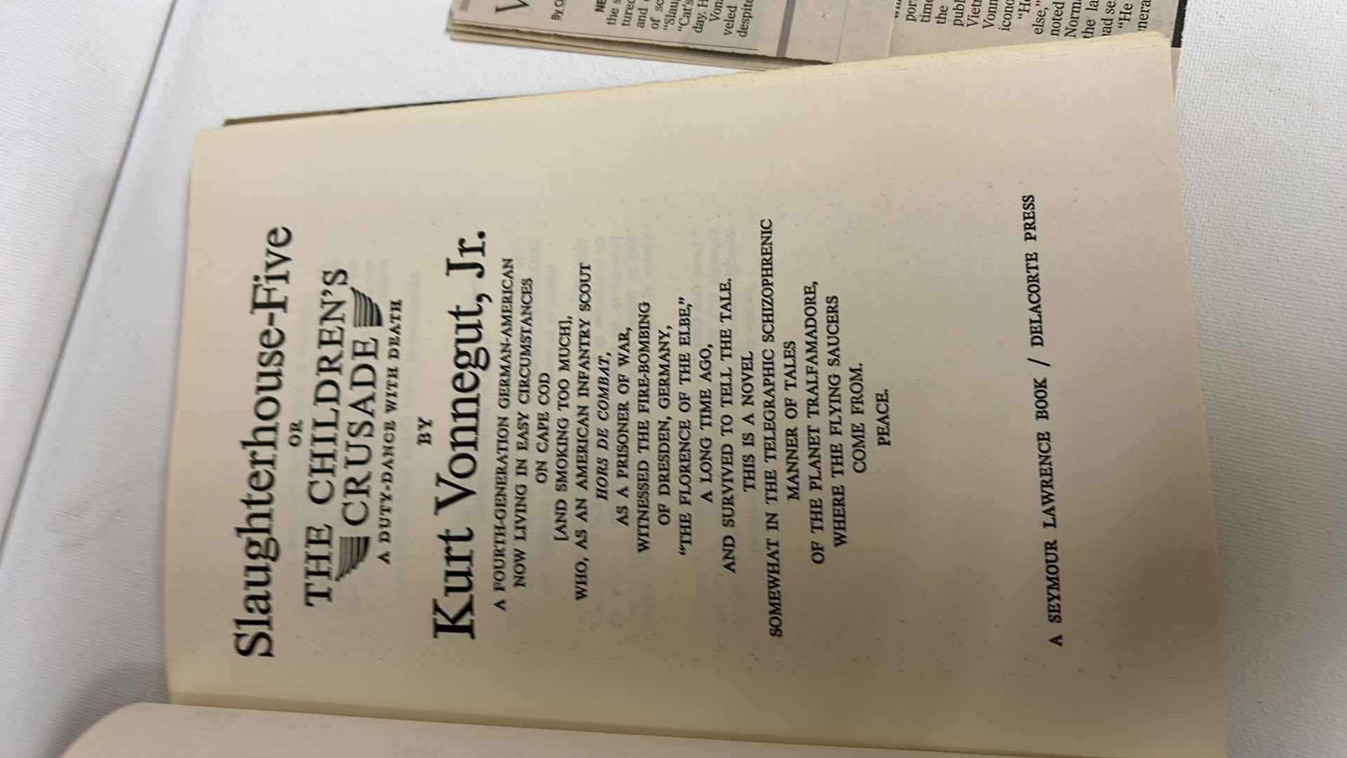 Photo 1 of 2 VINTAGE HARDCOVER BOOKS WITH JACKETS, “THE GRAPES OF WRATH BY STEINBECK, SLAUGHTERHOUSE-5  BY VONNEGUT