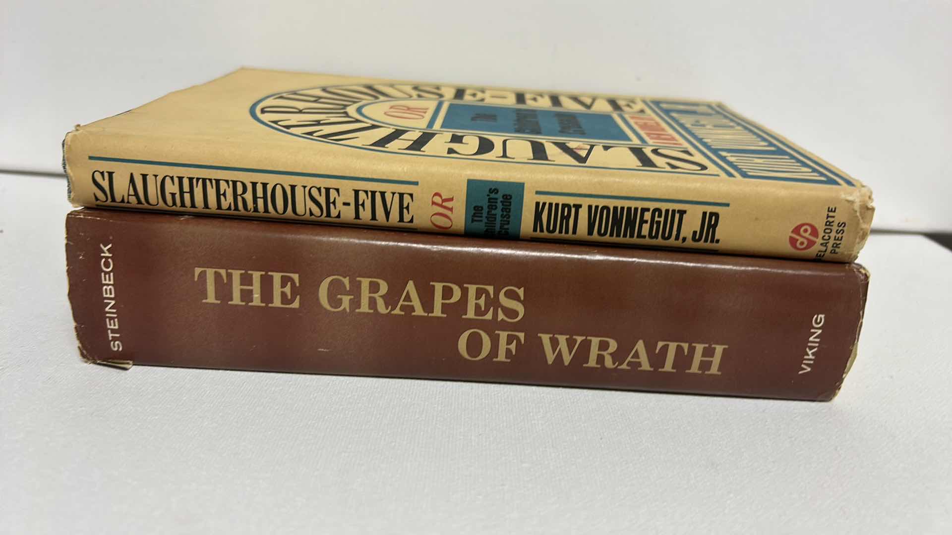 Photo 1 of 2 VINTAGE HARDCOVER BOOKS WITH JACKETS, “THE GRAPES OF WRATH BY STEINBECK, SLAUGHTERHOUSE-5  BY VONNEGUT