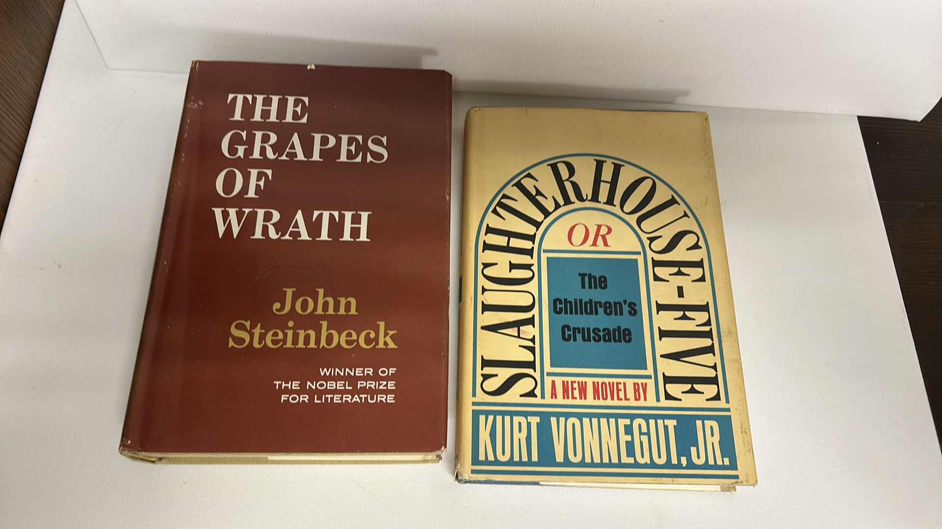 Photo 1 of 2 VINTAGE HARDCOVER BOOKS WITH JACKETS, “THE GRAPES OF WRATH BY STEINBECK, SLAUGHTERHOUSE-5  BY VONNEGUT