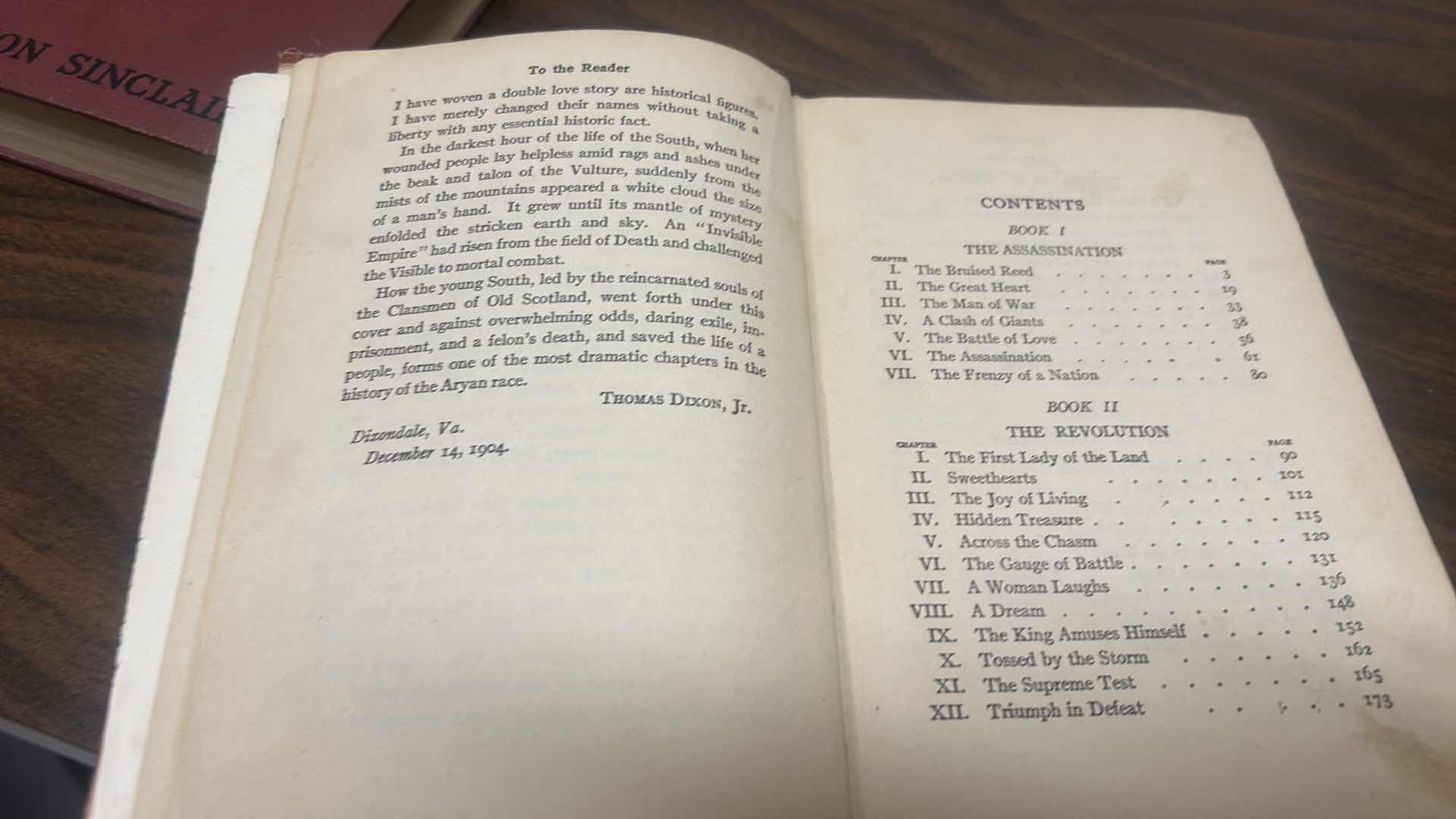 Photo 1 of 2 VINTAGE HARDCOVER BOOKS, UPTON SINCLAIR & THOMAS DIXON AUTHORS