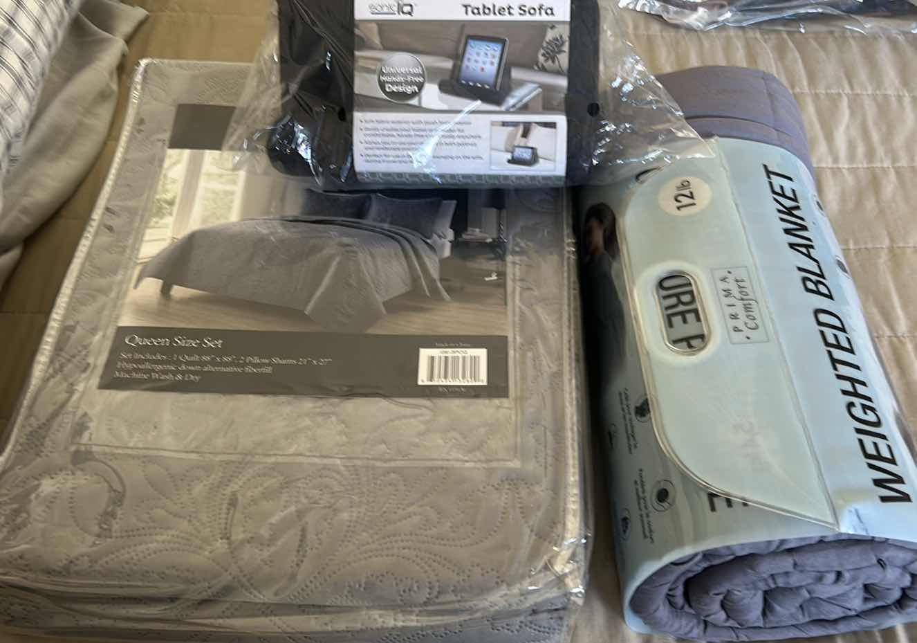 Photo 1 of 3 NEW- COMFORTER, WEIGHTED BLANKET AND TABLET SOFA