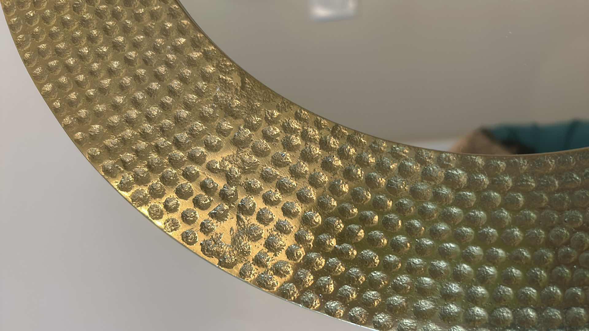 Photo 1 of HAMMERED BRASS FRAMED MIRROR ON MARBLE BASE $50 H20.5”