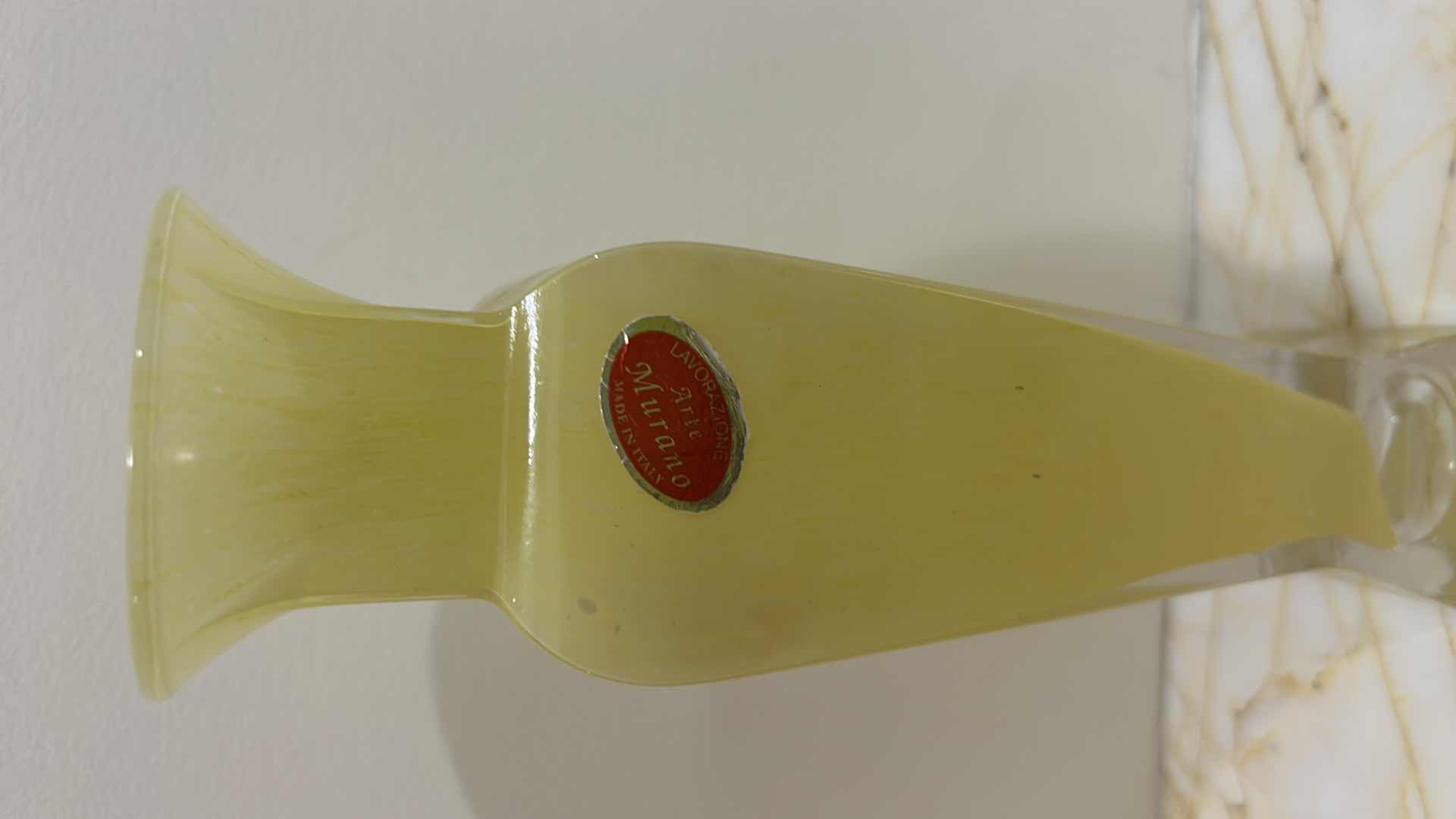 Photo 1 of HOME DECOR - ARTE MURANO ITALY, YELLOW GLASS VASE H 8.25”