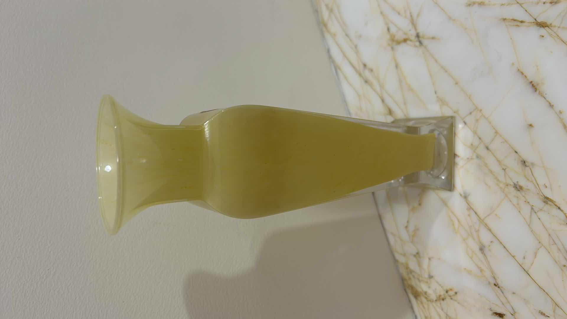 Photo 1 of HOME DECOR - ARTE MURANO ITALY, YELLOW GLASS VASE H 8.25”