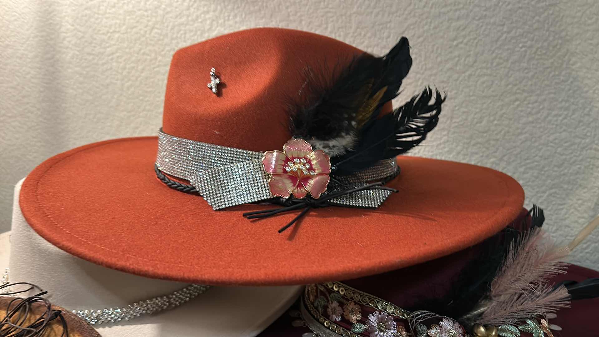 Photo 1 of NEW CUSTOM DESIGNED WOMENS FELT FLAT BRIM FEDORA HAT (ADJUSTABLE)