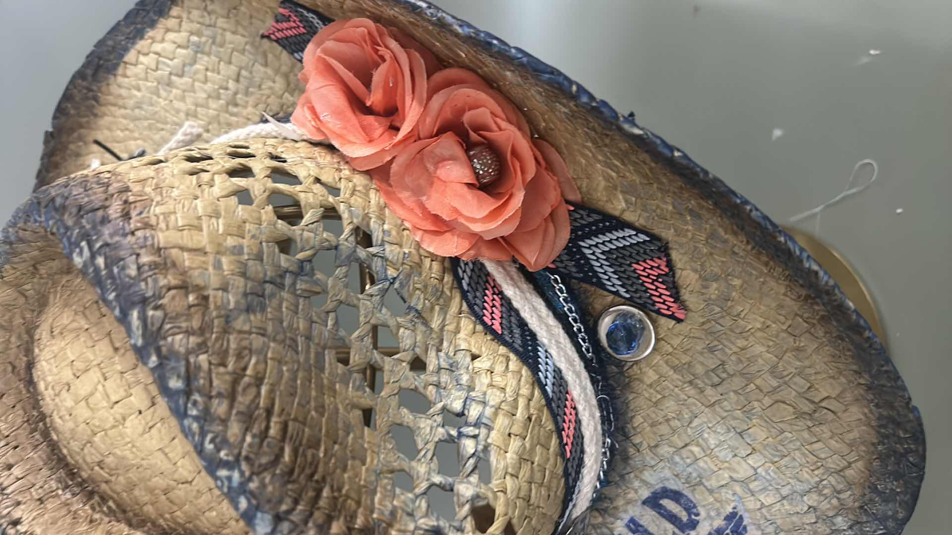 Photo 1 of NEW CUSTOM DESIGNED STRAW COWGIRL HAT (ADJUSTABLE)