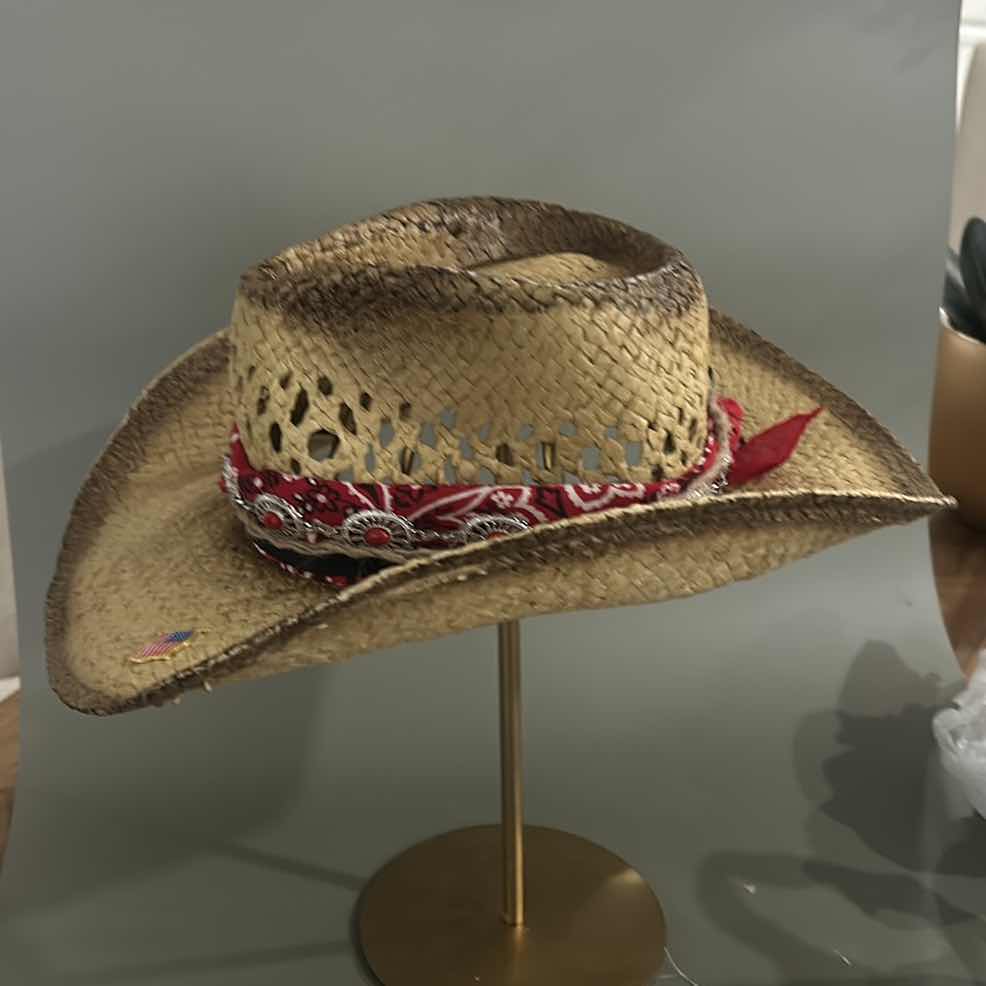Photo 2 of NEW CUSTOM DESIGNED STRAW COWGIRL HAT (ADJUSTABLE)