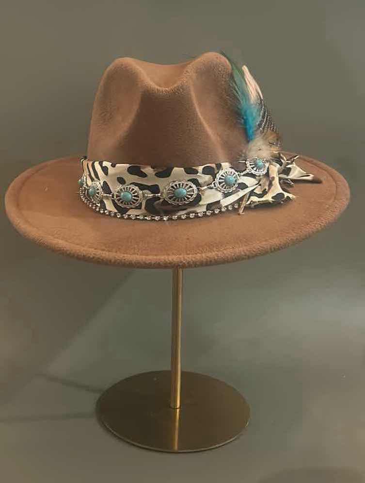 Photo 1 of NEW CUSTOM DESIGNED FELT COWGIRL HAT / FEDORA (ADJUSTABLE)