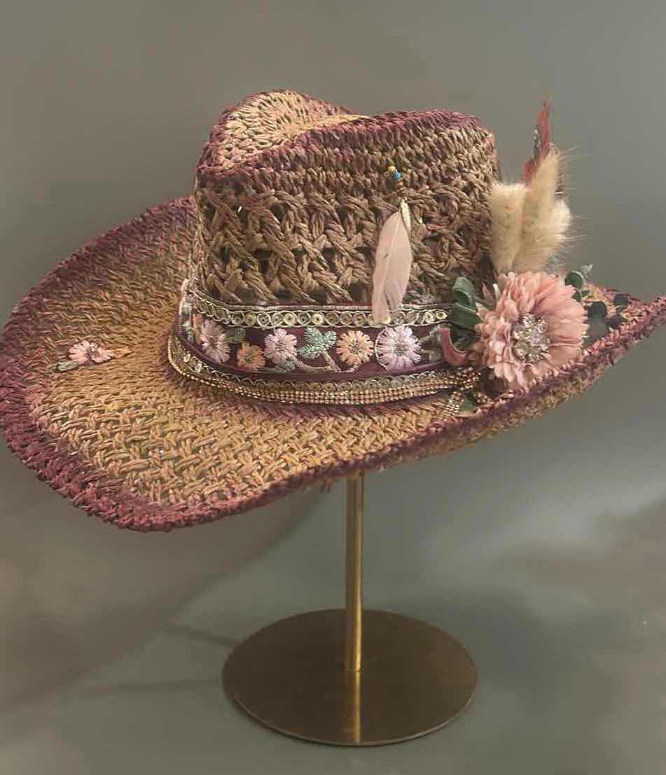 Photo 1 of NEW CUSTOM DESIGNED STRAW COWGIRL HAT (ADJUSTABLE)