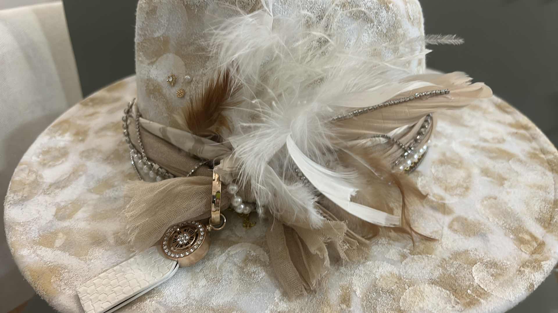 Photo 1 of NEW CUSTOM DESIGNED HAND PAINTED FELT WIDE BRIMMED FEDORA / COWGIRL HAT (ADJUSTABLE)