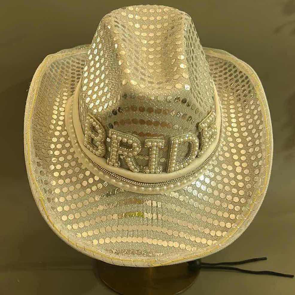 Photo 1 of NEW CUSTOM BLINKING, LIGHT UP, BRIDE / BRIDAL COWGIRL HAT (ADJUSTABLE)