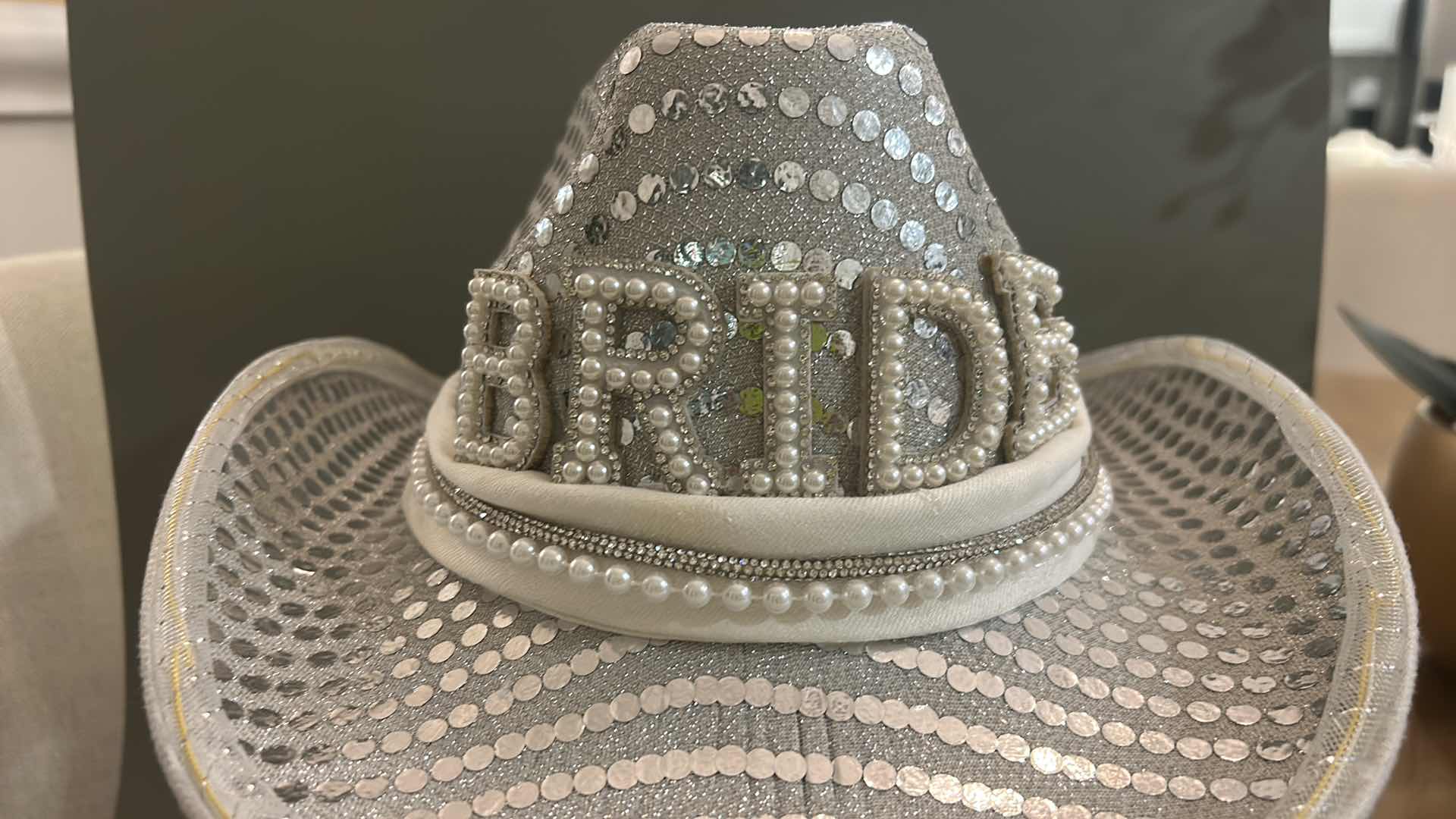 Photo 1 of NEW CUSTOM BLINKING, LIGHT UP, BRIDE / BRIDAL COWGIRL HAT (ADJUSTABLE)
