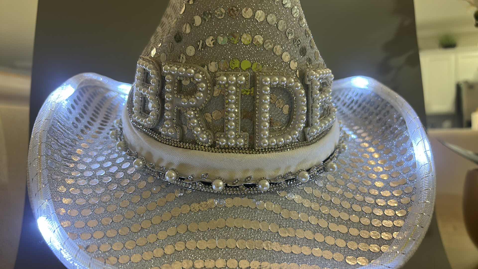 Photo 1 of NEW CUSTOM BLINKING, LIGHT UP, BRIDE / BRIDAL COWGIRL HAT (ADJUSTABLE)