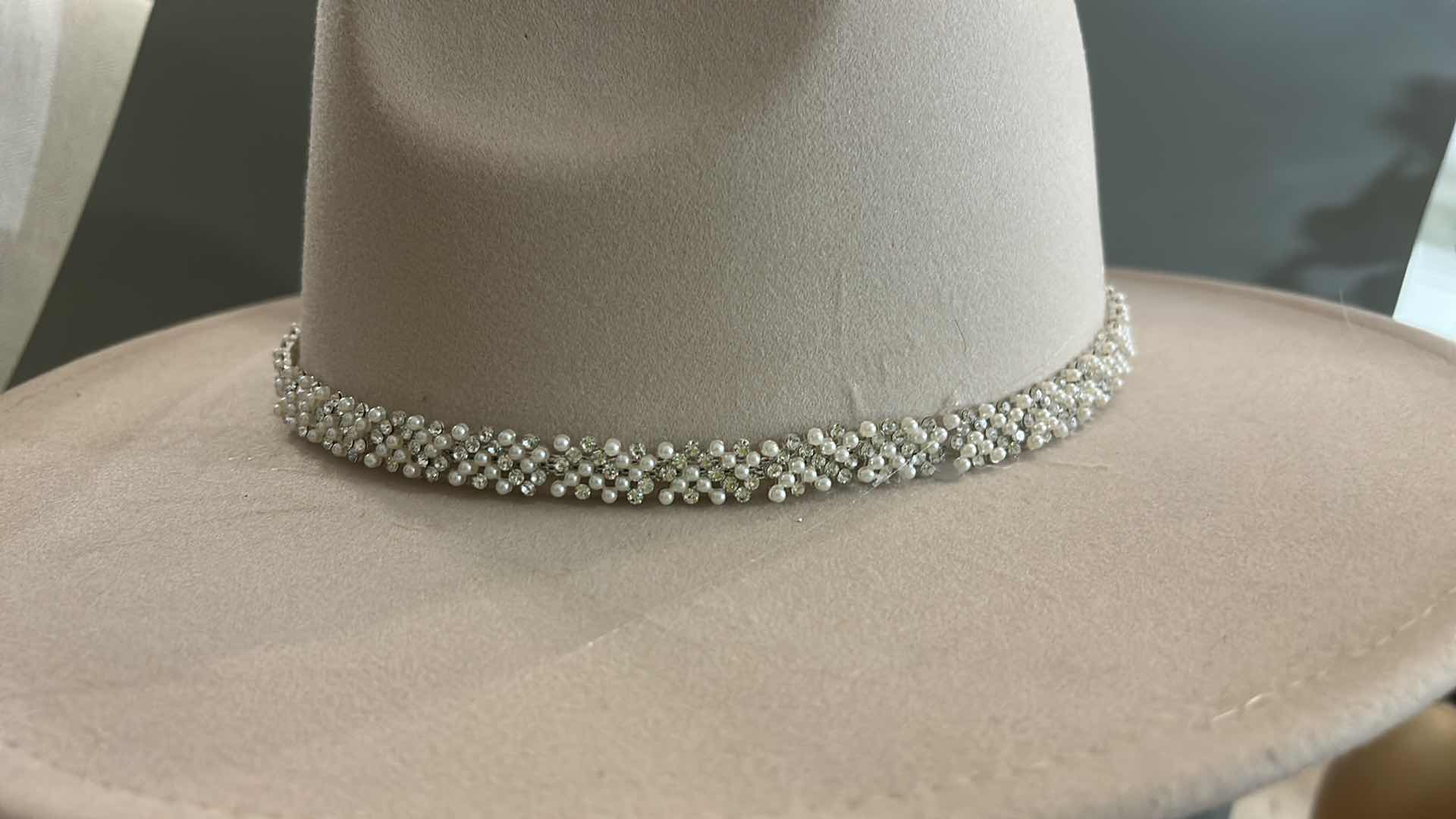 Photo 1 of NEW CUSTOM DESIGNED FELT WIDE BRIMMED FEDORA / COWGIRL HAT (ADJUSTABLE)