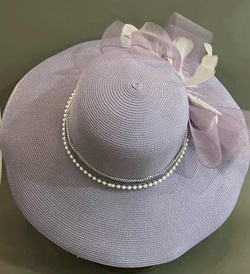 Photo 3 of CUSTOM LILAC STRAW KENTUCKY DERBY GLAM HAT