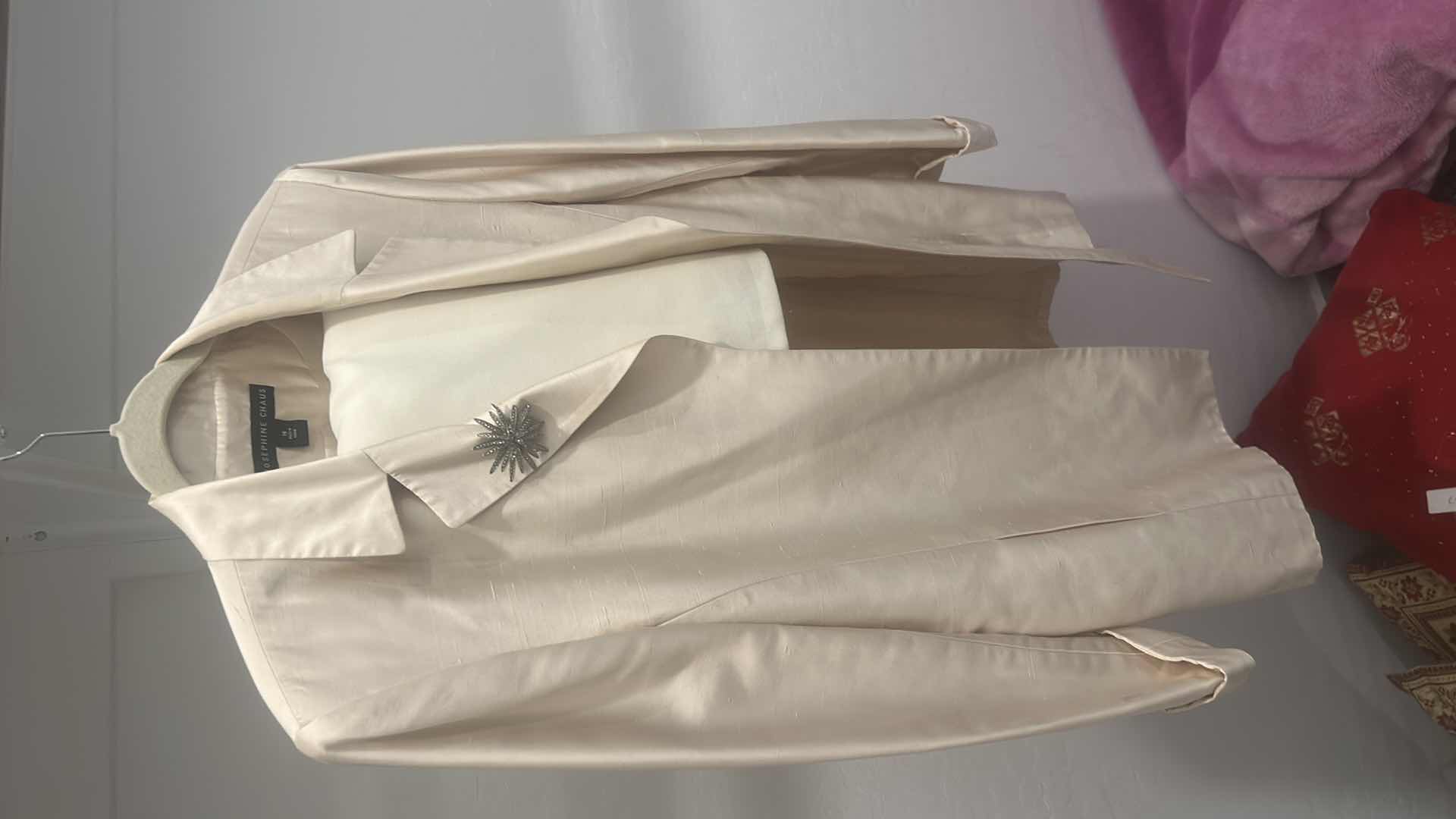 View 2 of WOMENSWEAR / JOSEPHINE CHAUS 100% SILK JACKET WITH BROOCH AND IVORY SKIRT, BOTH SIZE 16