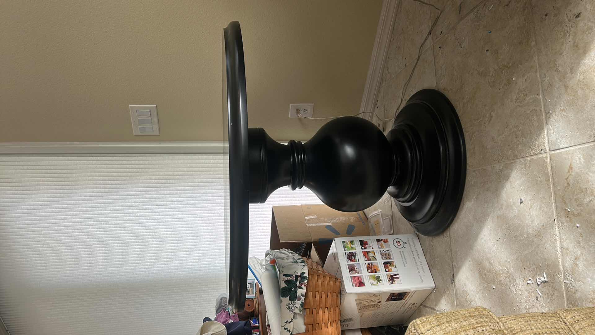 Photo 4 of BLACK PAINTED WOOD PEDESTAL TABLE 39 1/2” x 32”