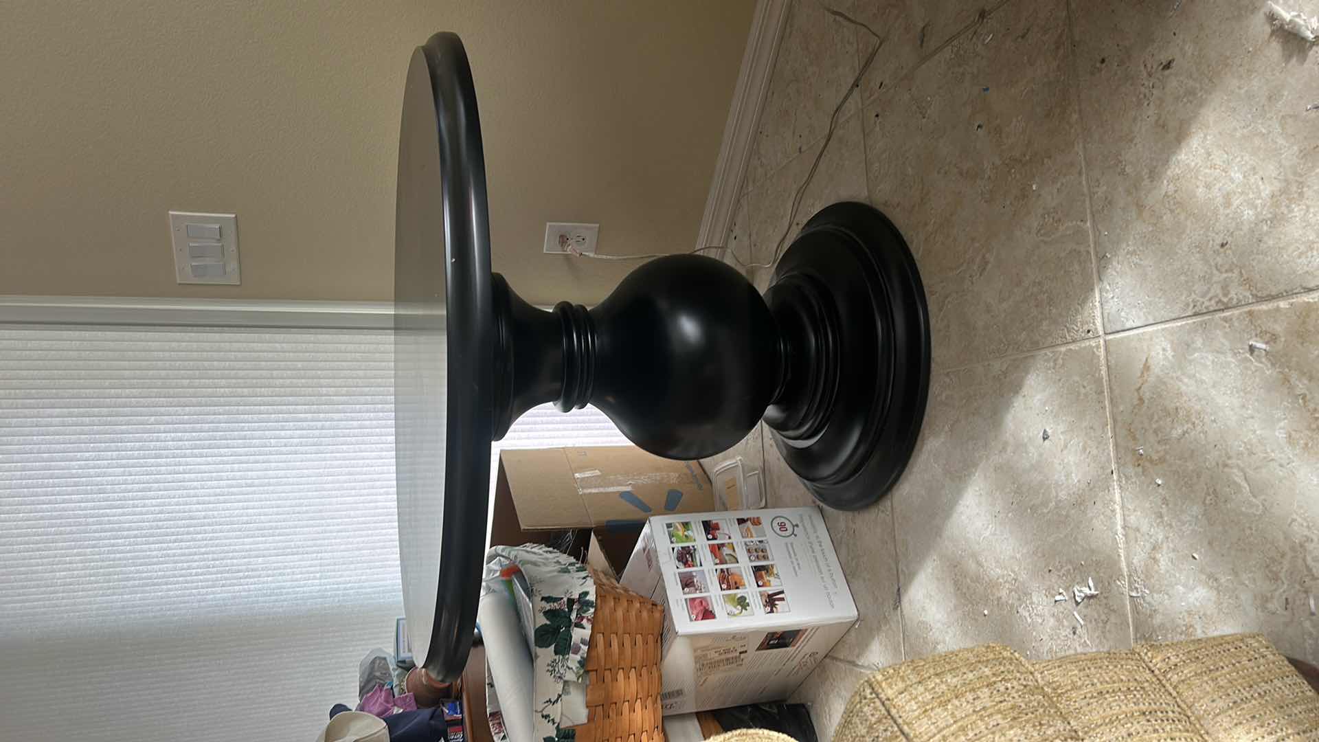 Photo 5 of BLACK PAINTED WOOD PEDESTAL TABLE 39 1/2” x 32”