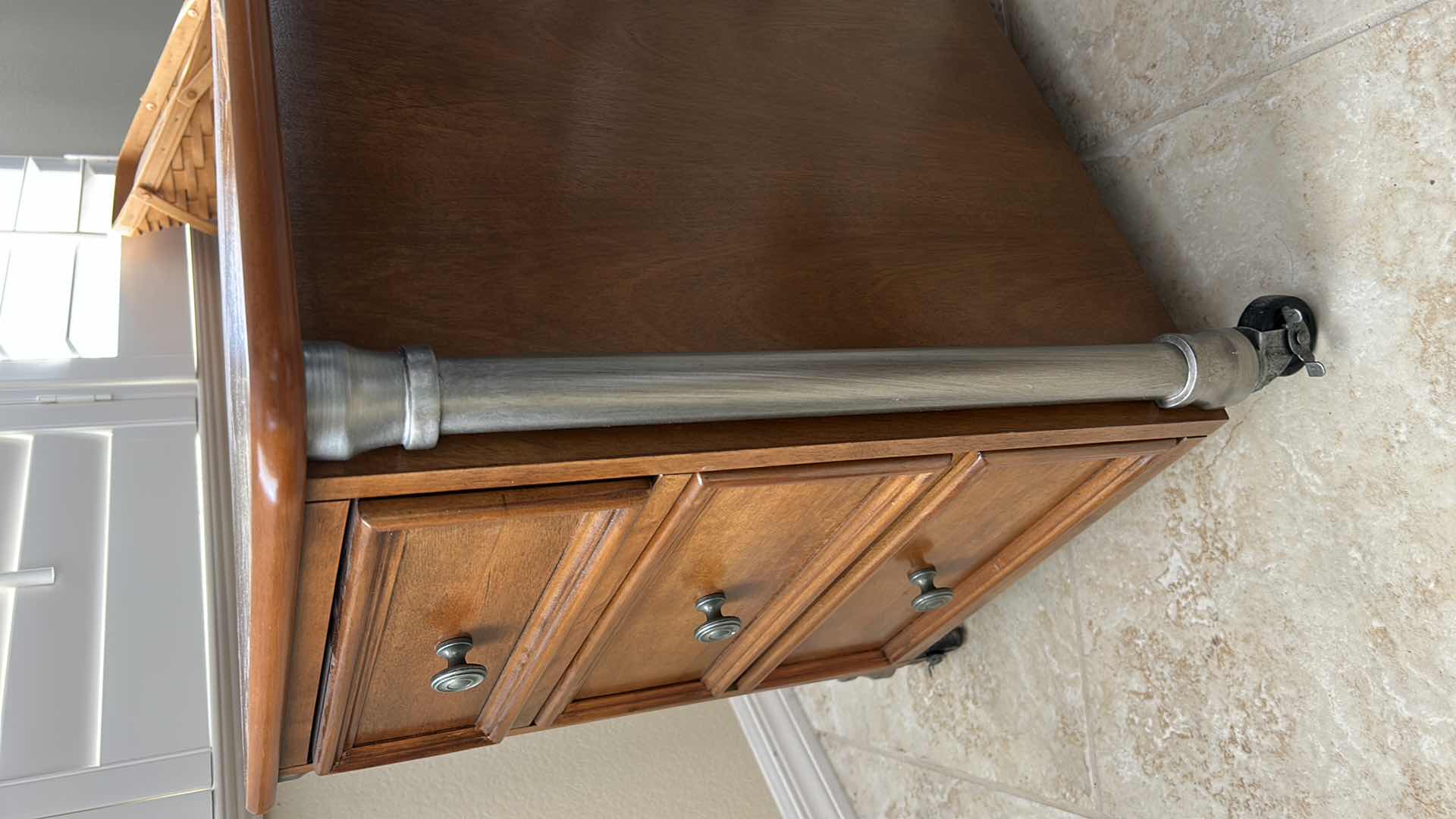 View 3 of 3 DRAWER WOOD AND METAL MOBILE FILE CABINET ON WHEELS 20 1/2” x 21” x 23 1/4”