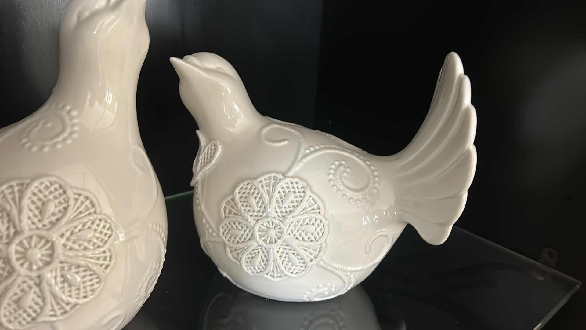 Photo 1 of 2 IVORY PORCELAIN DOVES (TALLEST 9”)