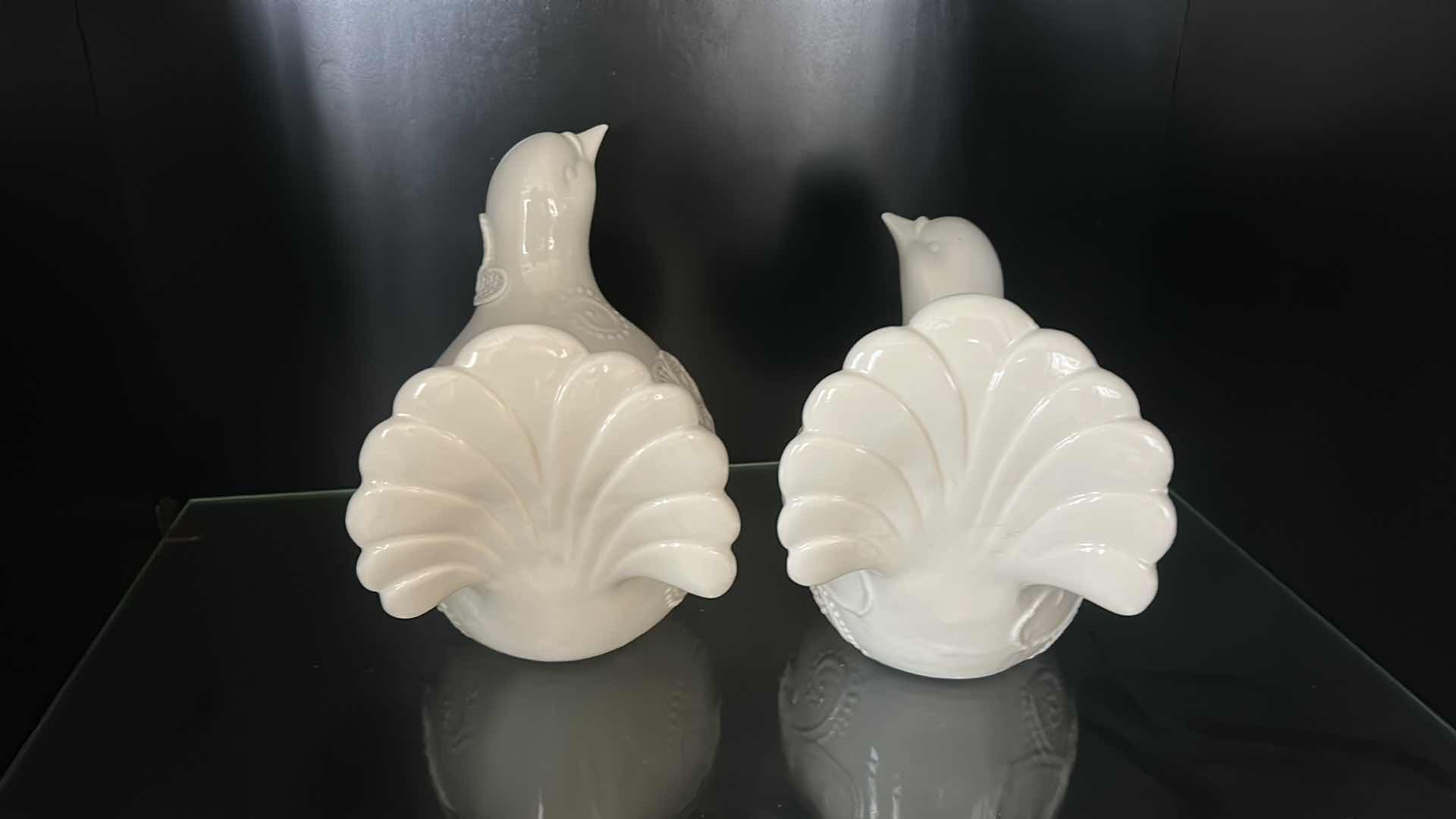 Photo 1 of 2 IVORY PORCELAIN DOVES (TALLEST 9”)