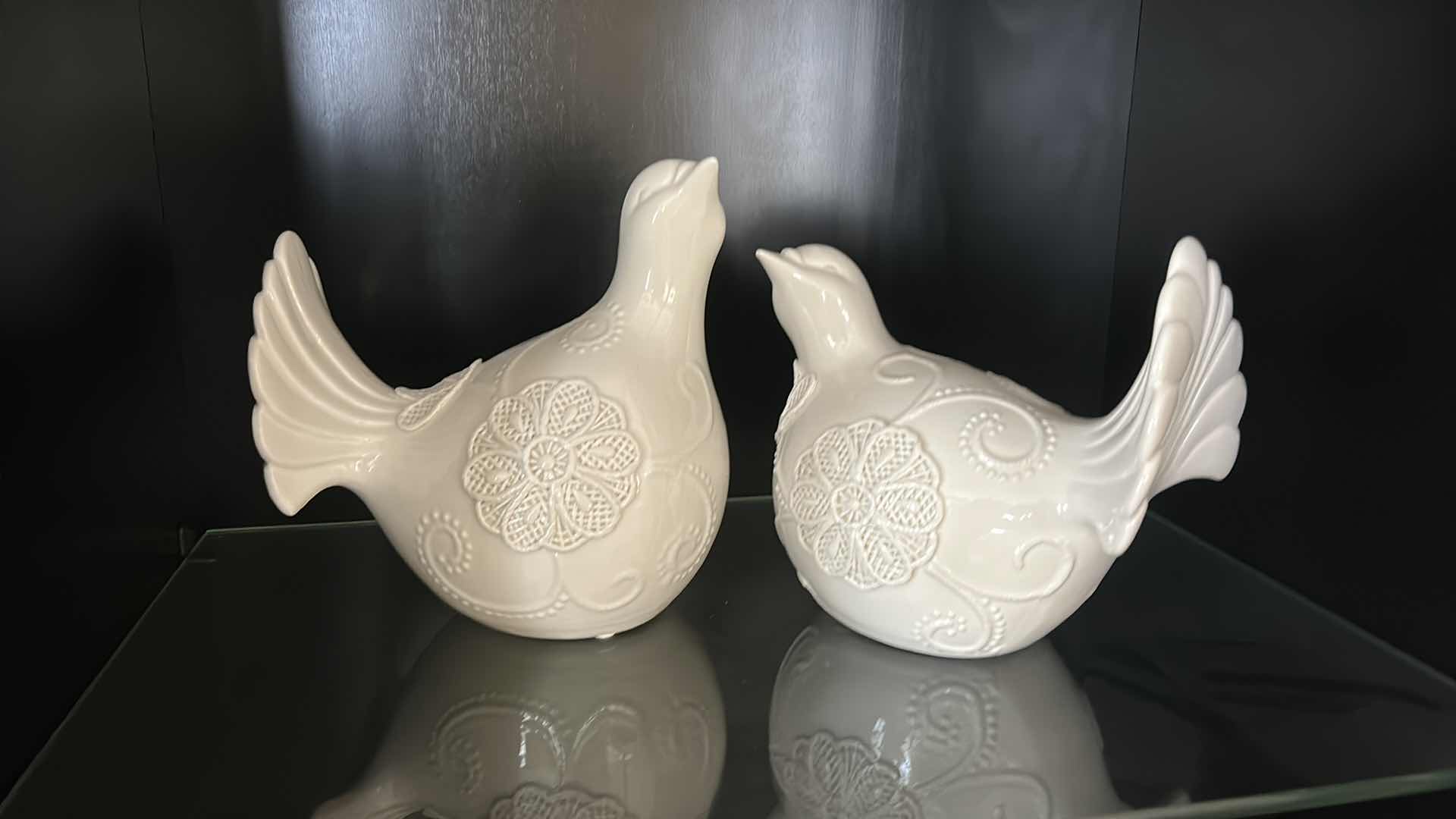 Photo 1 of 2 IVORY PORCELAIN DOVES (TALLEST 9”)