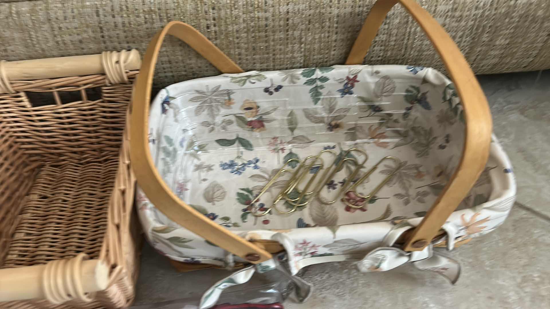 Photo 1 of 4 WOVEN BASKETS (2 LONGABERGER) AND  NEW WILLIAMS SONOMA KITCHEN TOWELS