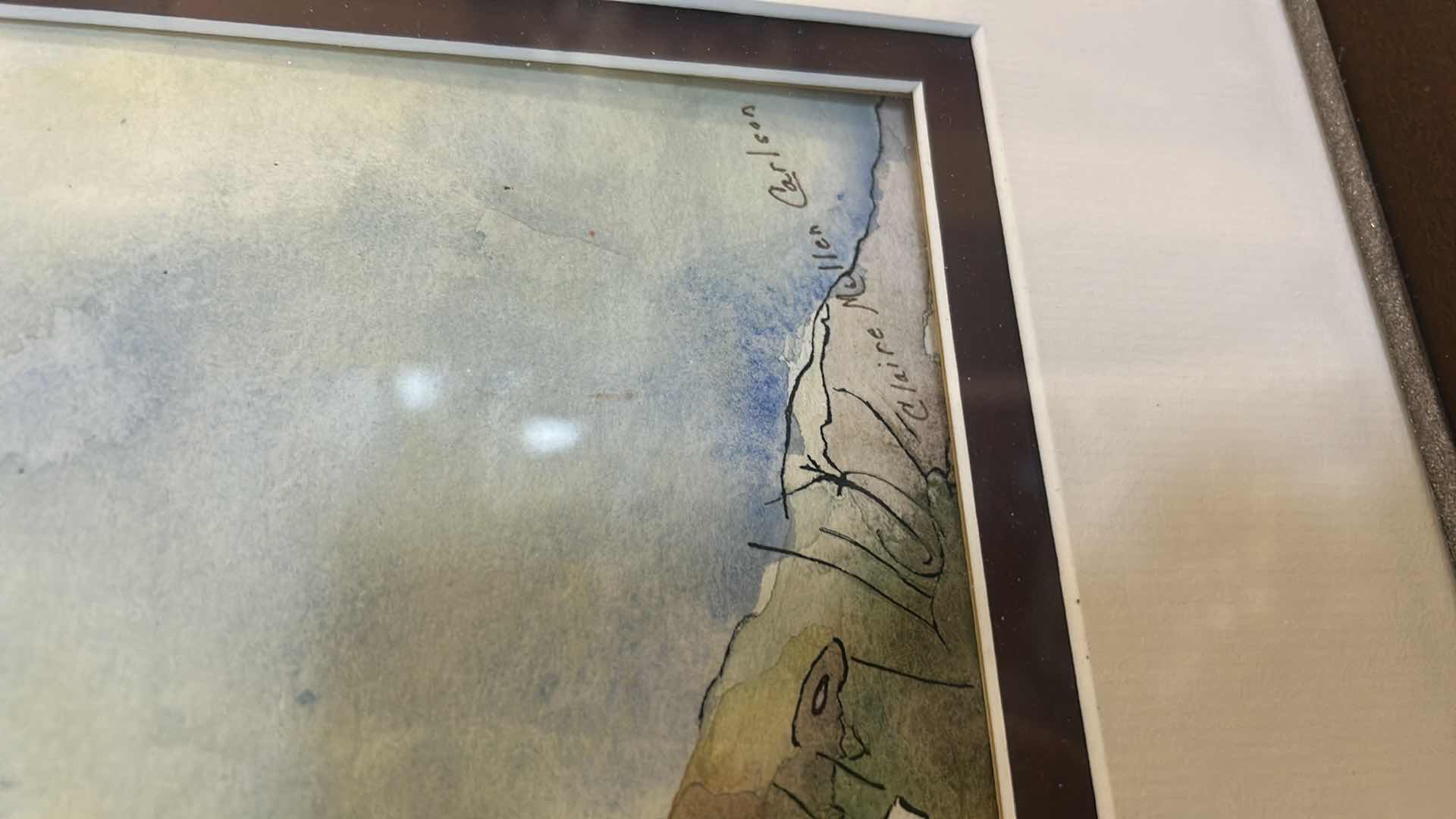 Photo 2 of DARK WOOD FRAMED, TREE SIGNED WATERCOLOR ARTWORK 25 1/4” x 29 1/4”