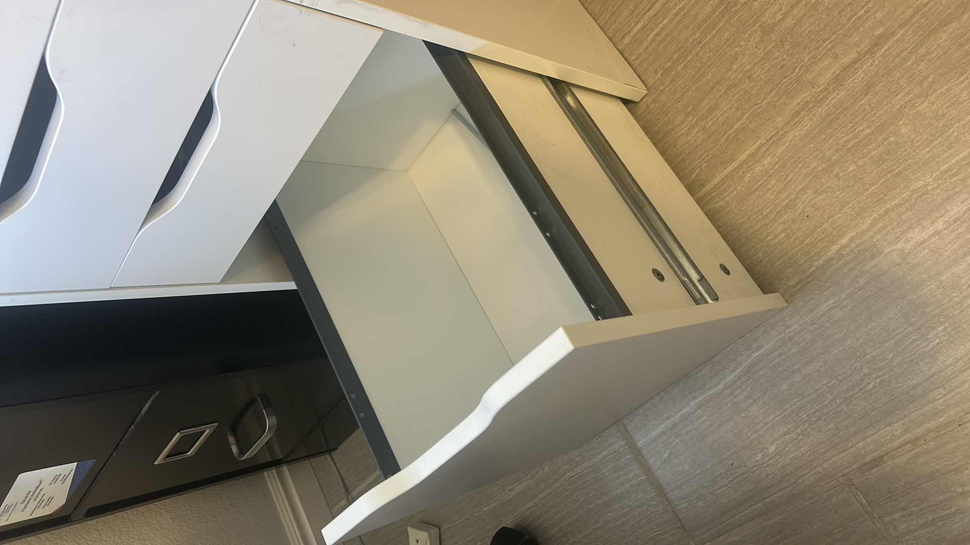 Photo 1 of 4 PIECE DESK UNIT/ TWO FILE CABINETS WITH 3 DRAWERS, TABLE TOP AND TOP SHELF WITH TWO DRAWERS 78 and three-quarter inches by 23 3/4” x 29”