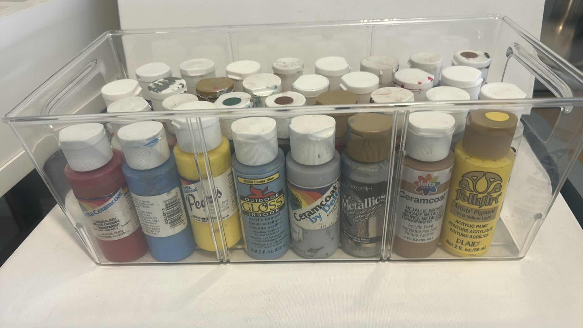 Photo 2 of 32 ACRYLIC PAINTS AND CONTAINER