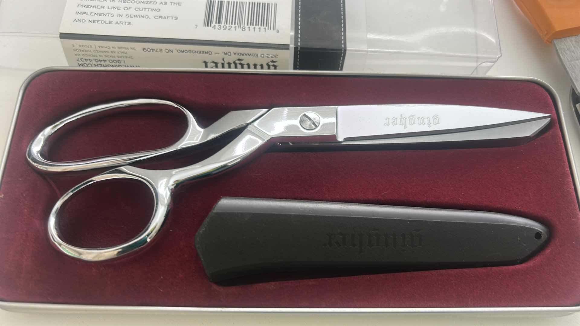 Photo 4 of 1 GINGHER 8” KNIFE EDGE DRESSMAKERS SHESRS & TWO SCISSORS