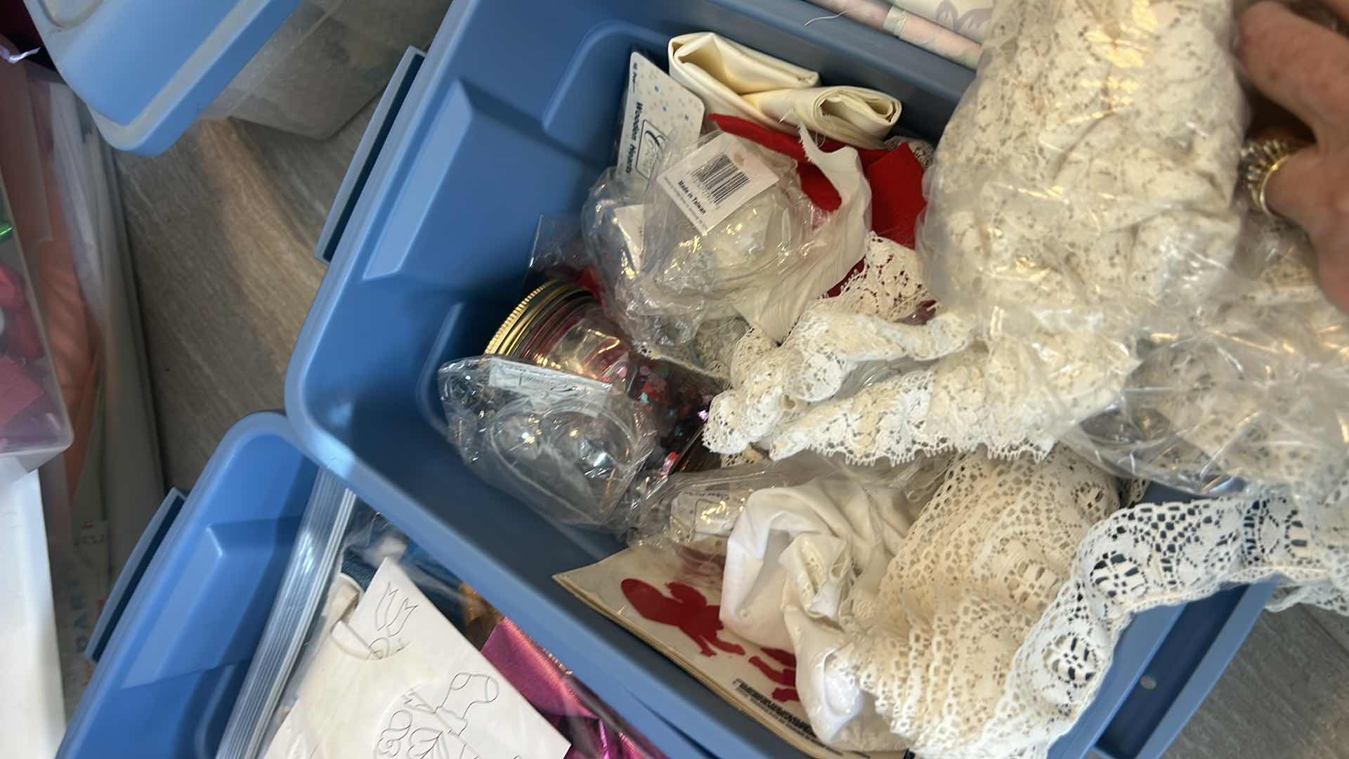 Photo 1 of 3 TOTES OF FABRIC AND LACE