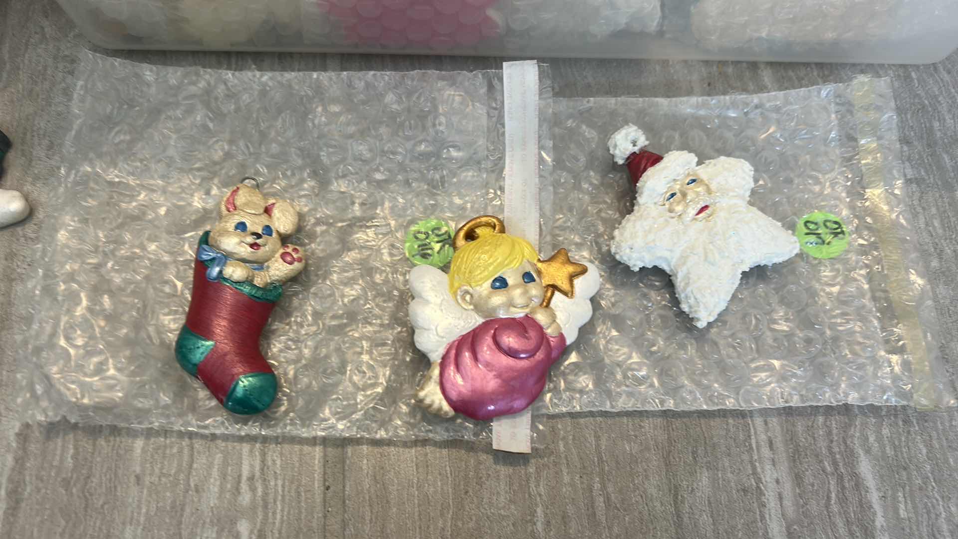 Photo 1 of 3 TOTES - CRAFTED PAINTED PLASTER CHRISTMAS ORNAMENTS