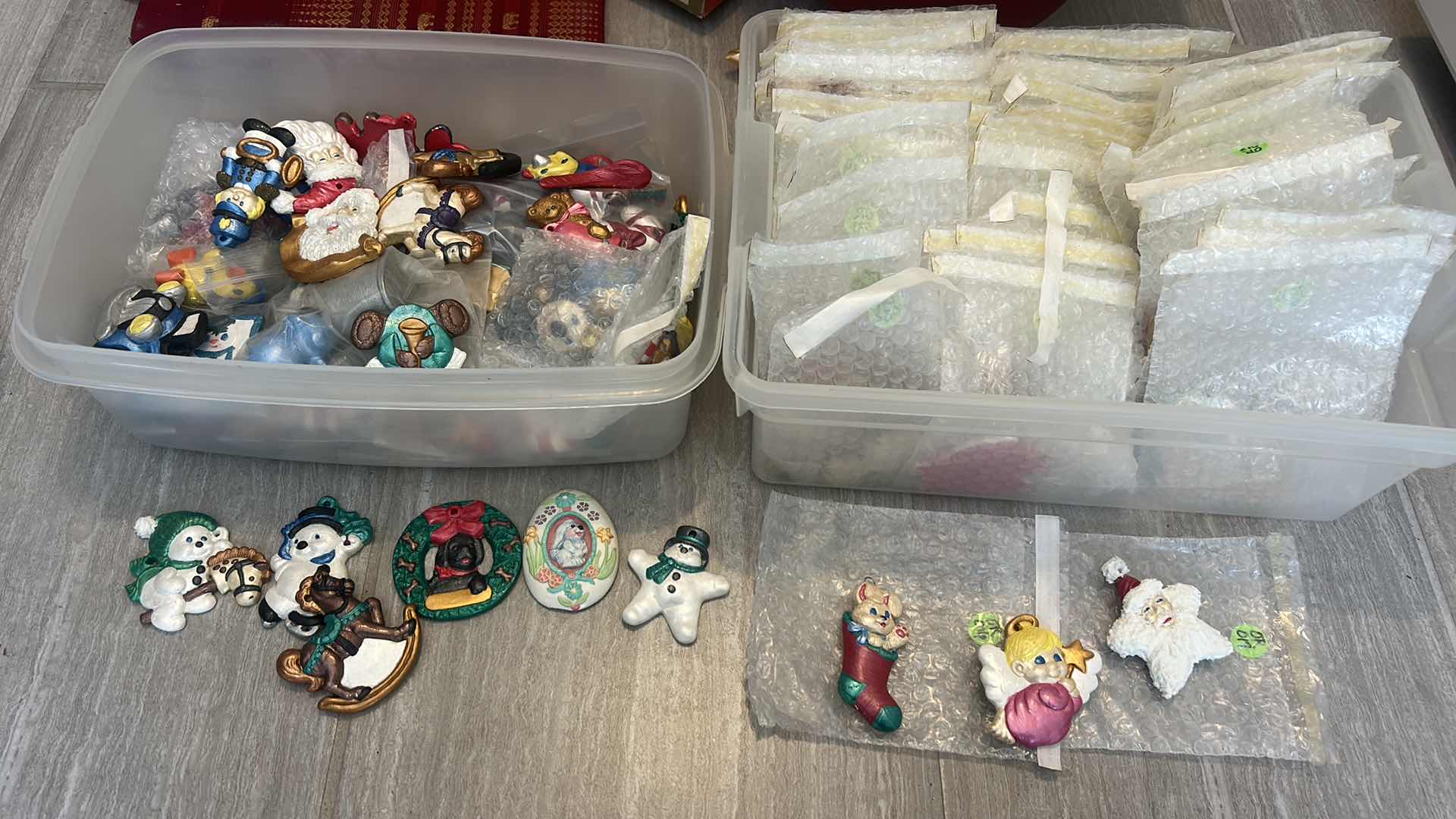 Photo 1 of 3 TOTES - CRAFTED PAINTED PLASTER CHRISTMAS ORNAMENTS