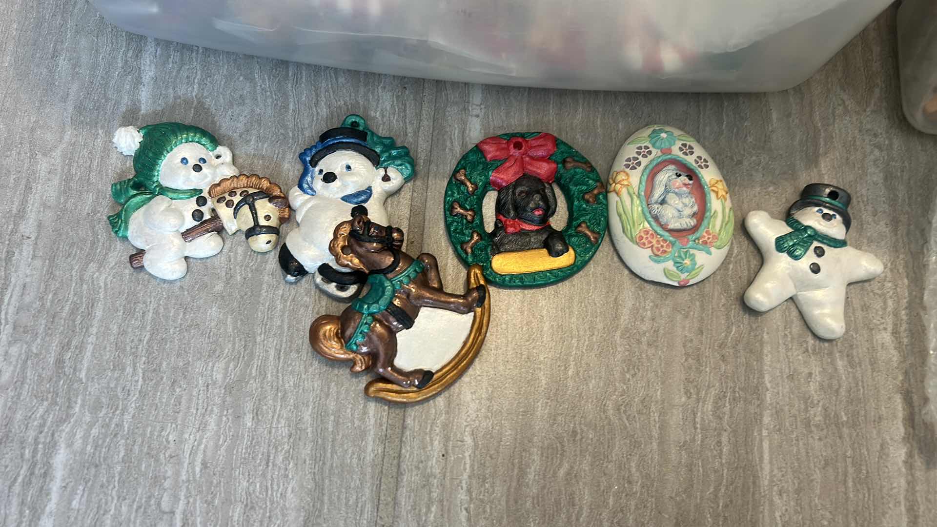 Photo 1 of 3 TOTES - CRAFTED PAINTED PLASTER CHRISTMAS ORNAMENTS